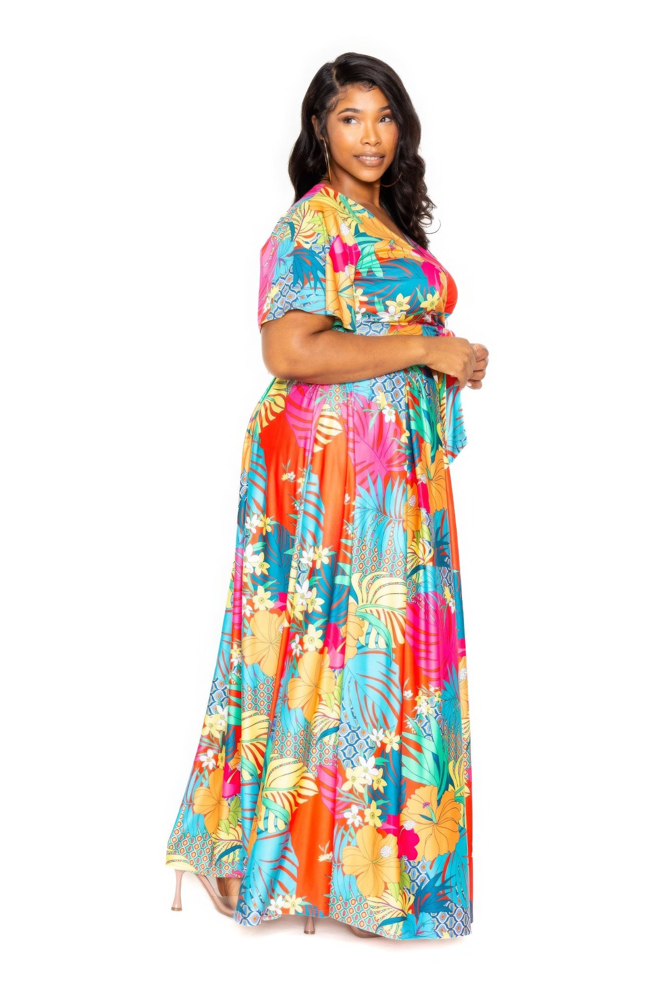 Tropical floral maxi skirt & top set product image