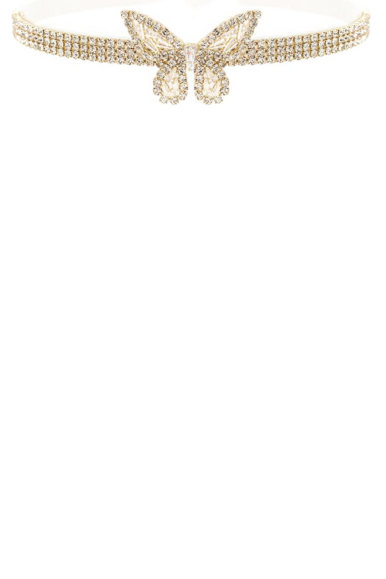 Cubic Zirconia Butterfly Charm Choker Necklace product image
