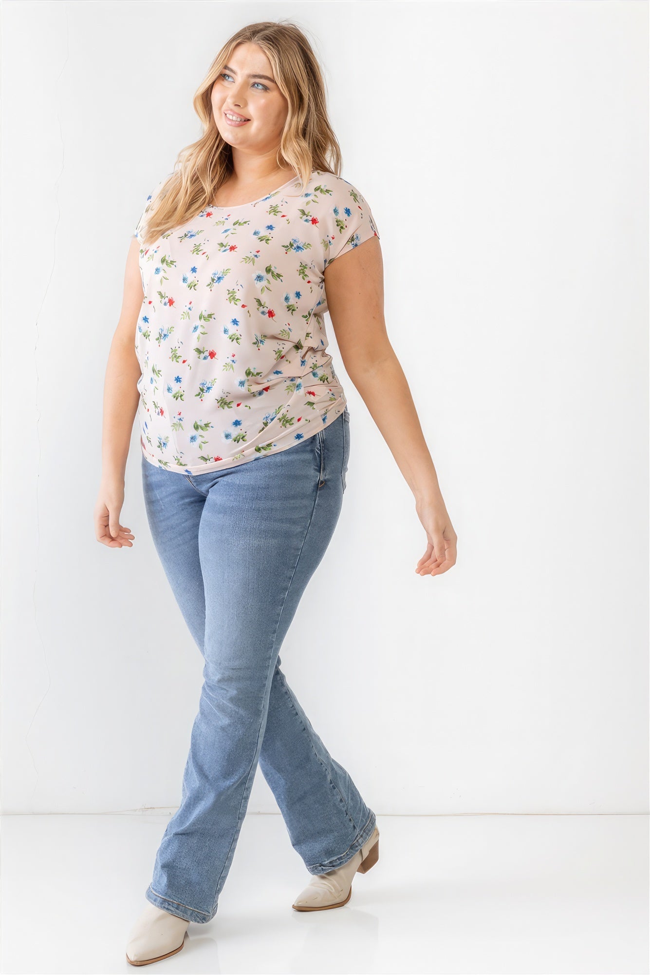 Plus Flower Print Ruched Top product image