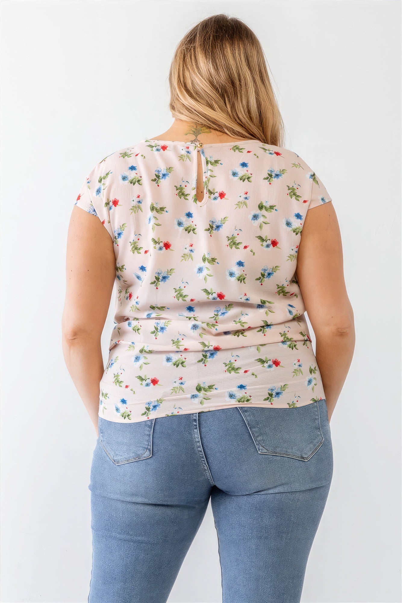 Plus Flower Print Ruched Top product image