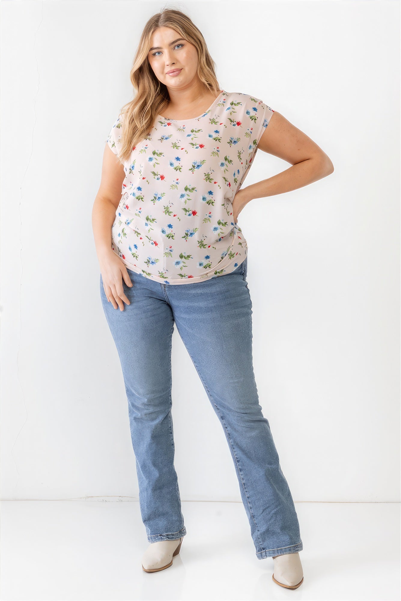 Plus Flower Print Ruched Top product image