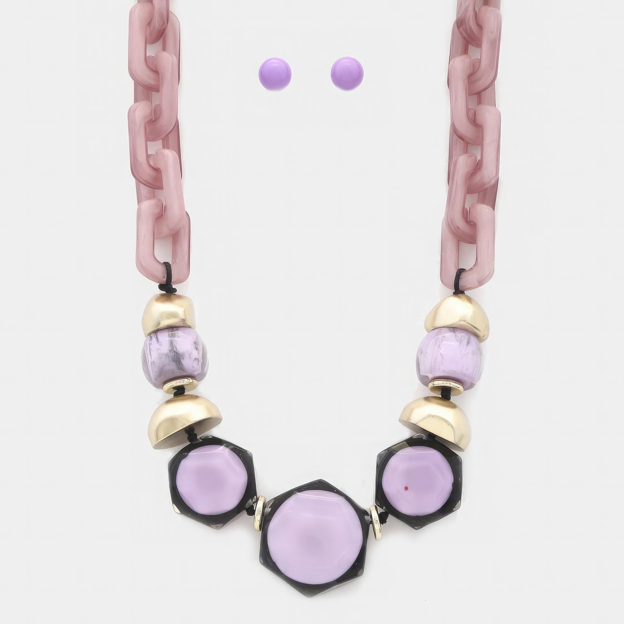 Hexagon Shape Link Oval Link Necklace product image