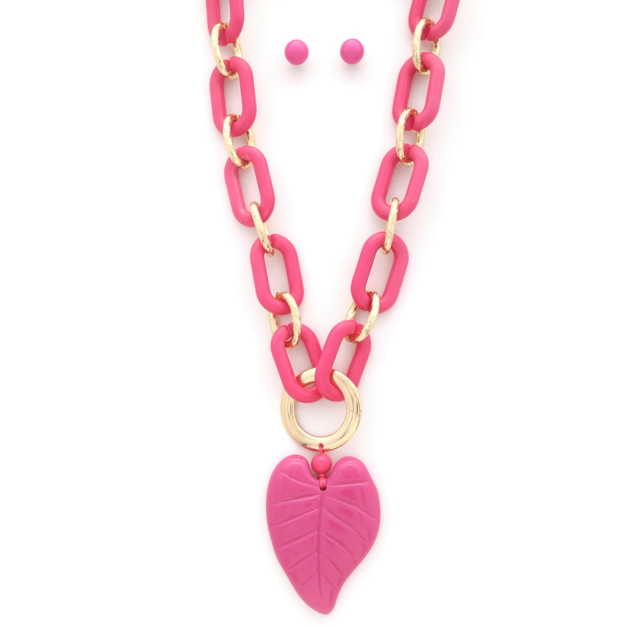 Chunky Color Acrylic Leaf Pendant Necklace product image