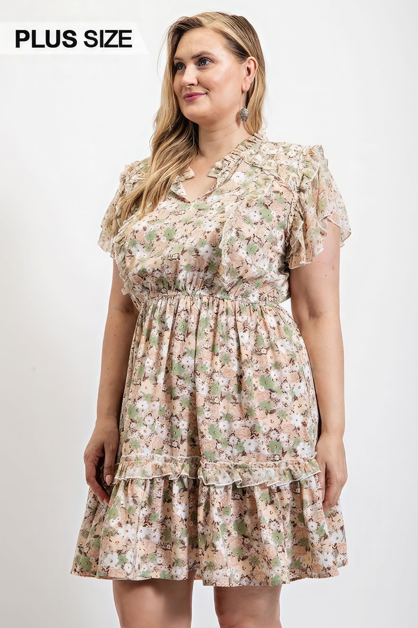 Floral Printed Ruffle Detail Dress With Elastic Waist product image