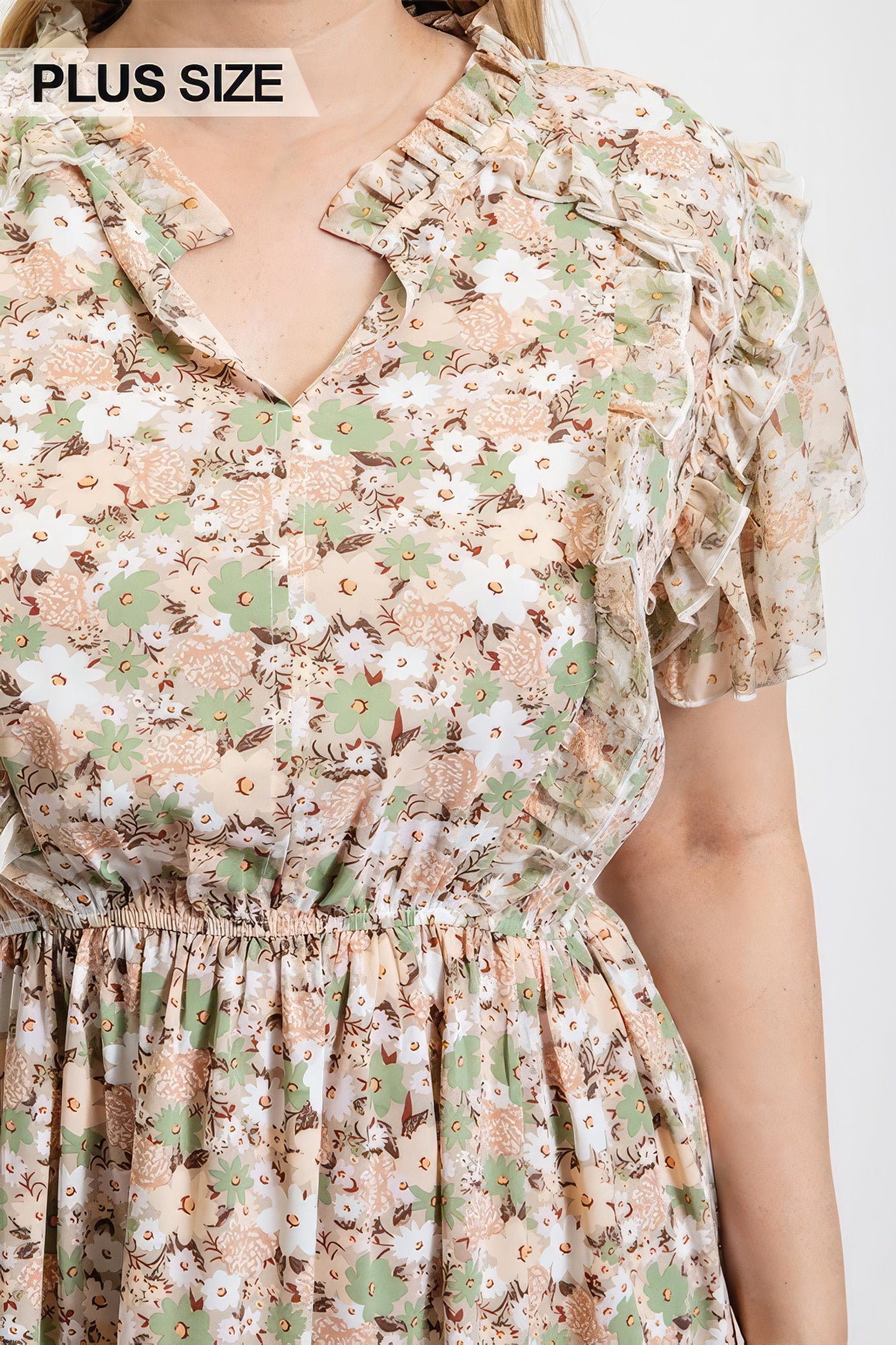 Floral Printed Ruffle Detail Dress With Elastic Waist product image