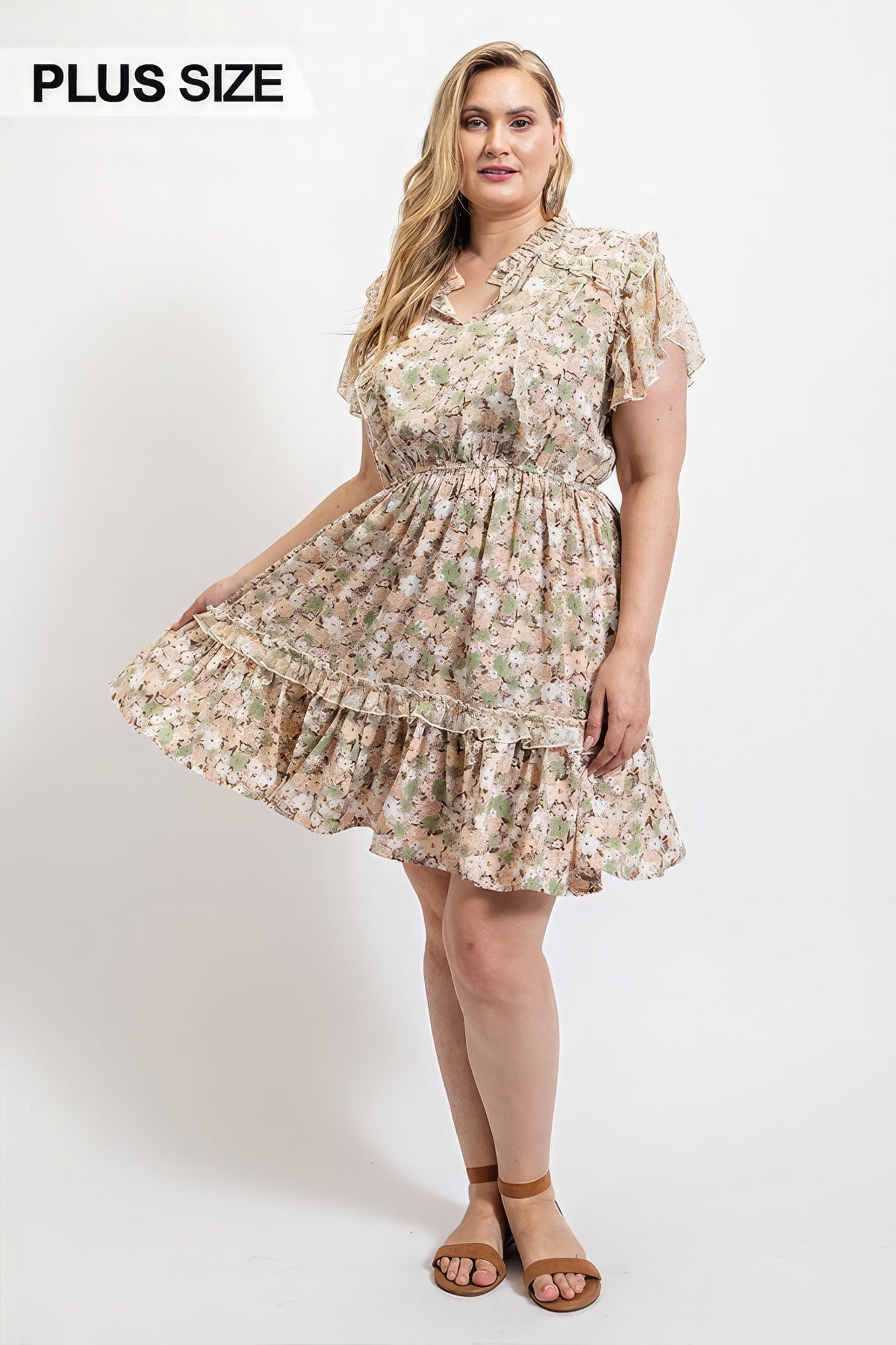 Floral Printed Ruffle Detail Dress With Elastic Waist product image