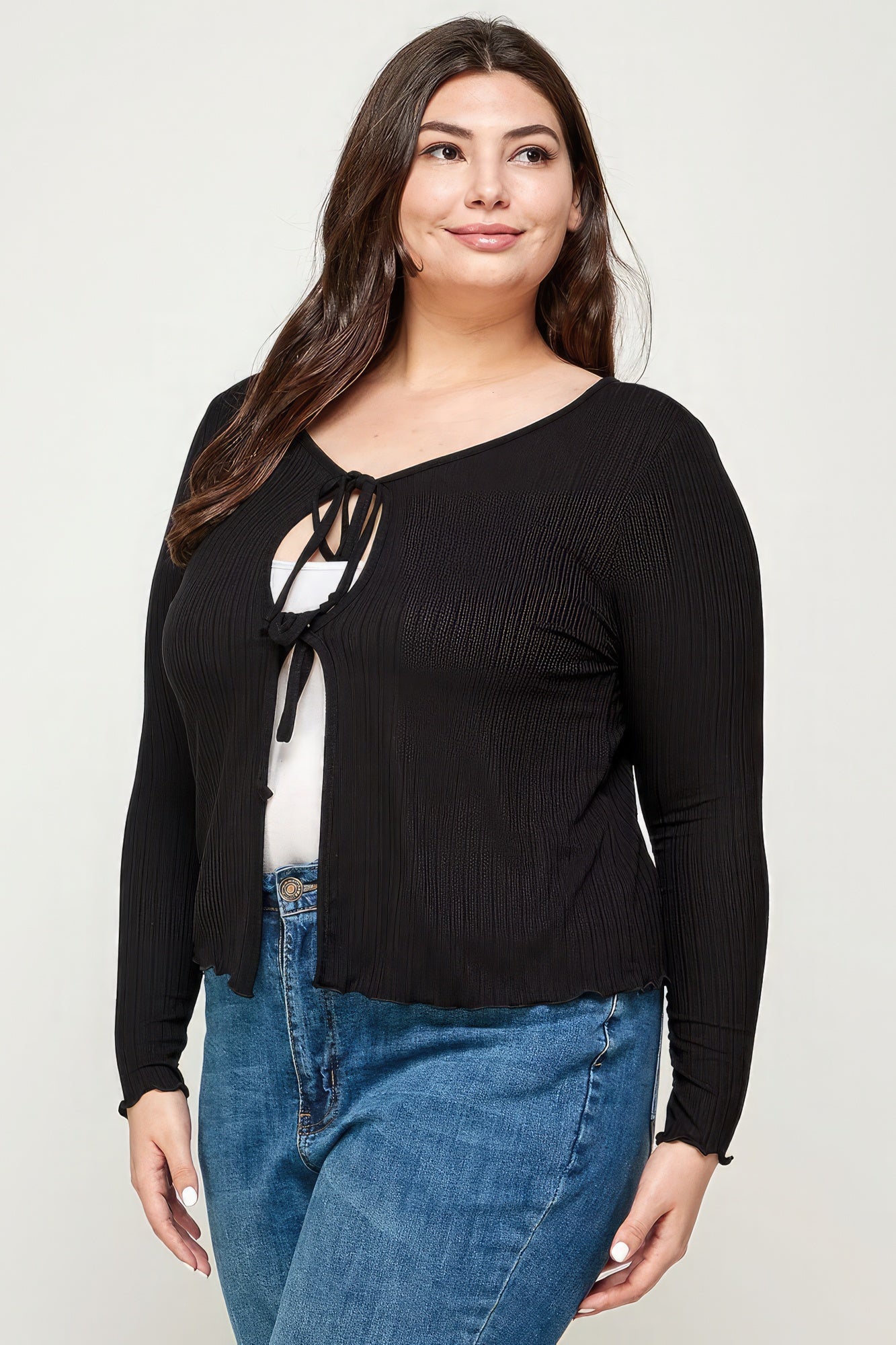 Solid Ribbed Pointelle Cardigan product image