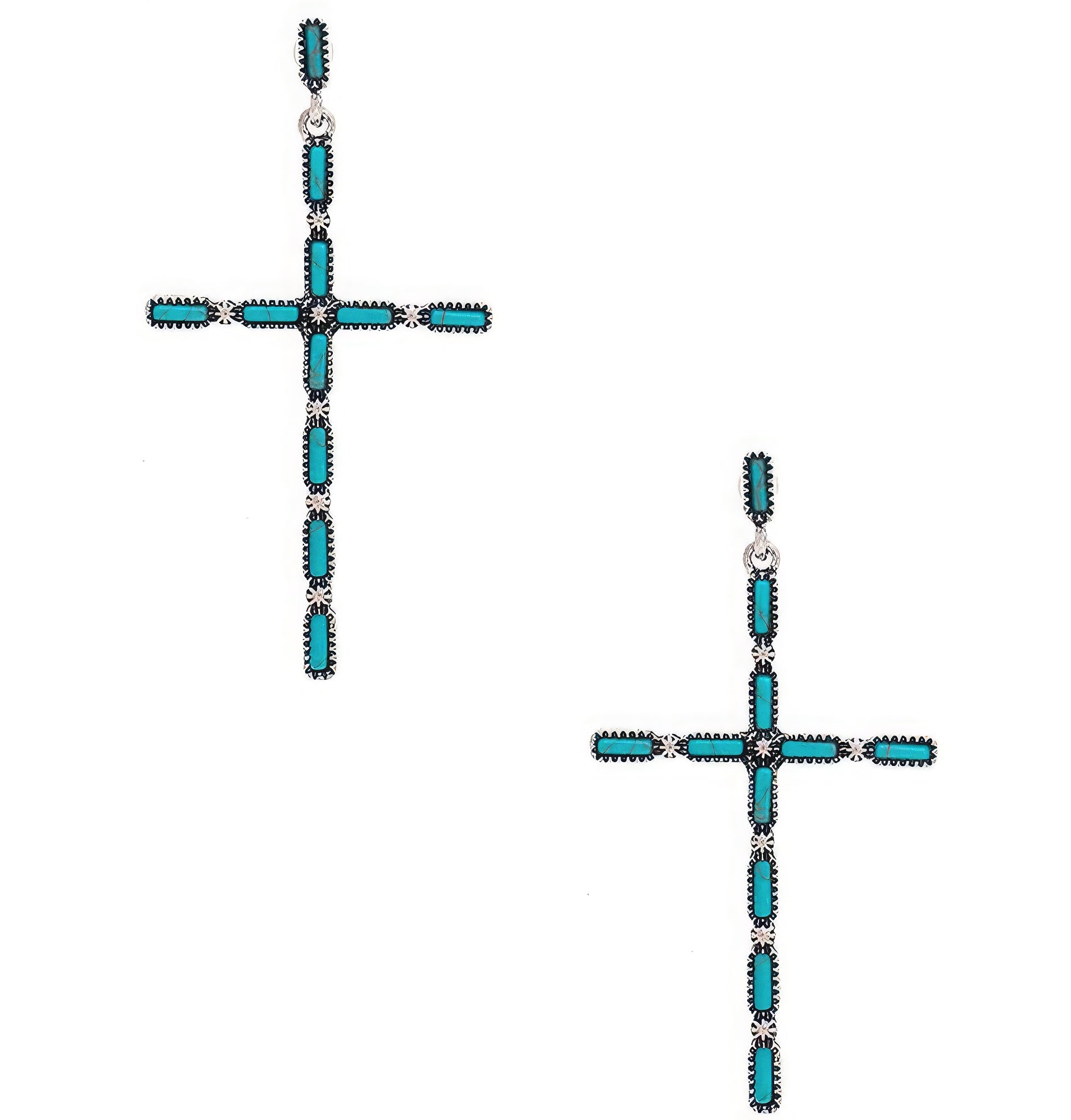 Multi Stone Pattern Cross Metal Earring product image