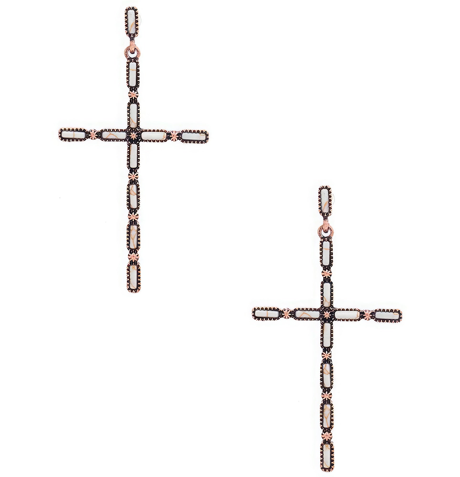 Multi Stone Pattern Cross Metal Earring product image