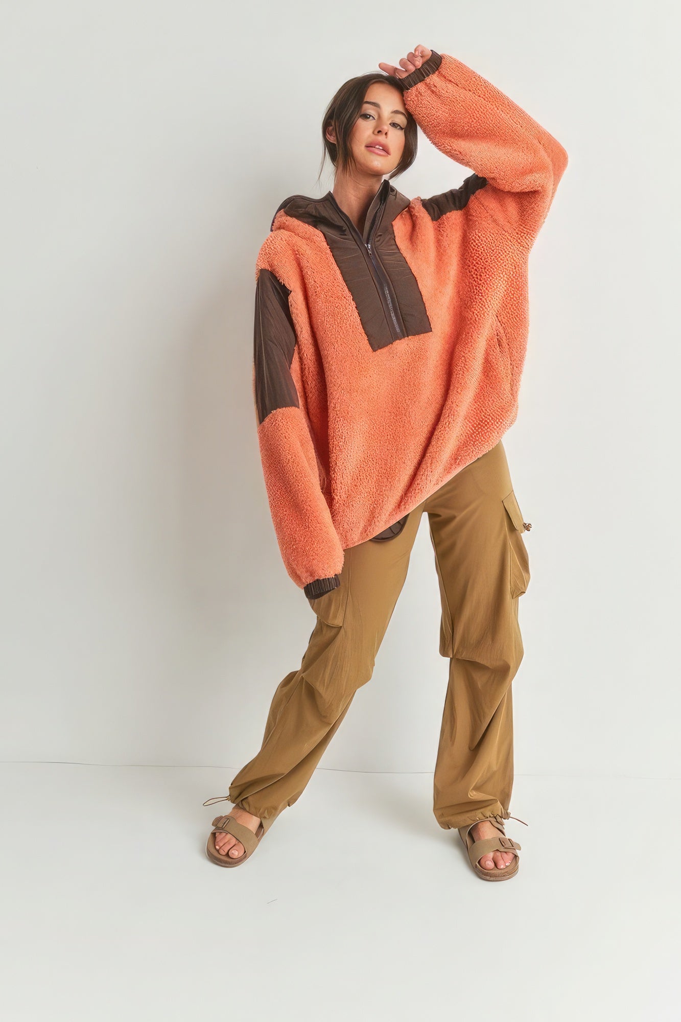 Two-toned Cozy Hooded Sweater product image
