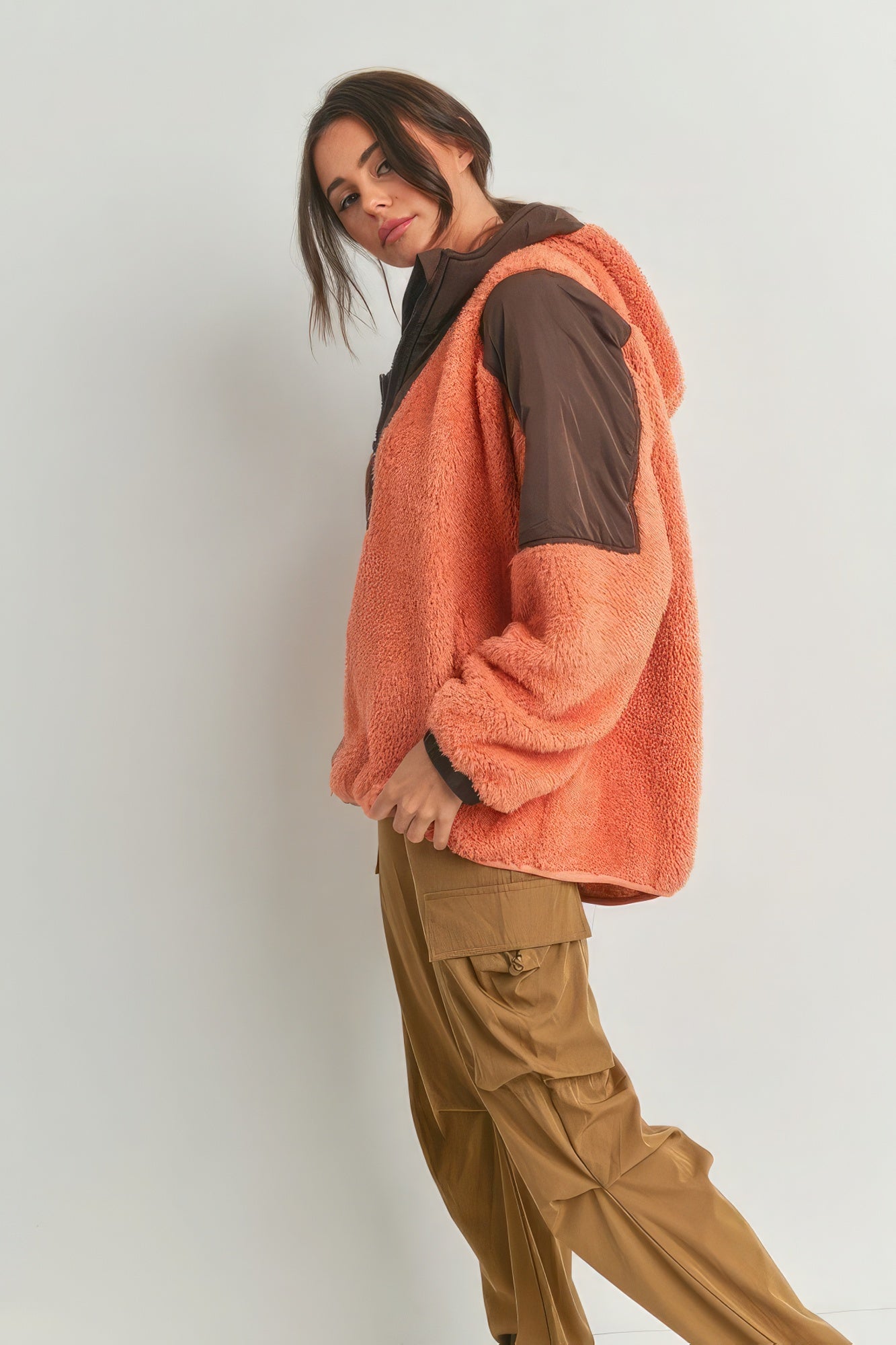 Two-toned Cozy Hooded Sweater product image