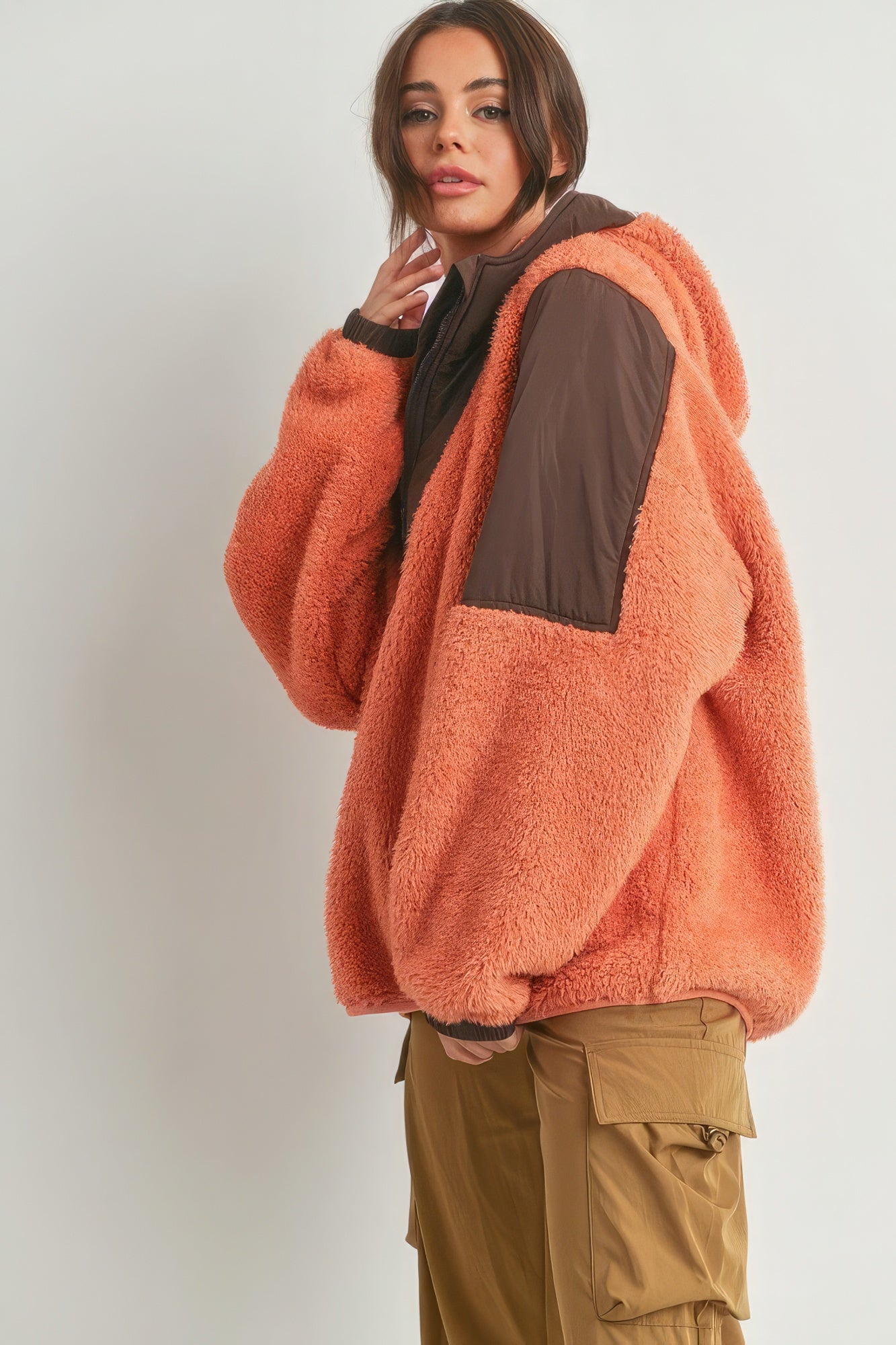 Two-toned Cozy Hooded Sweater product image