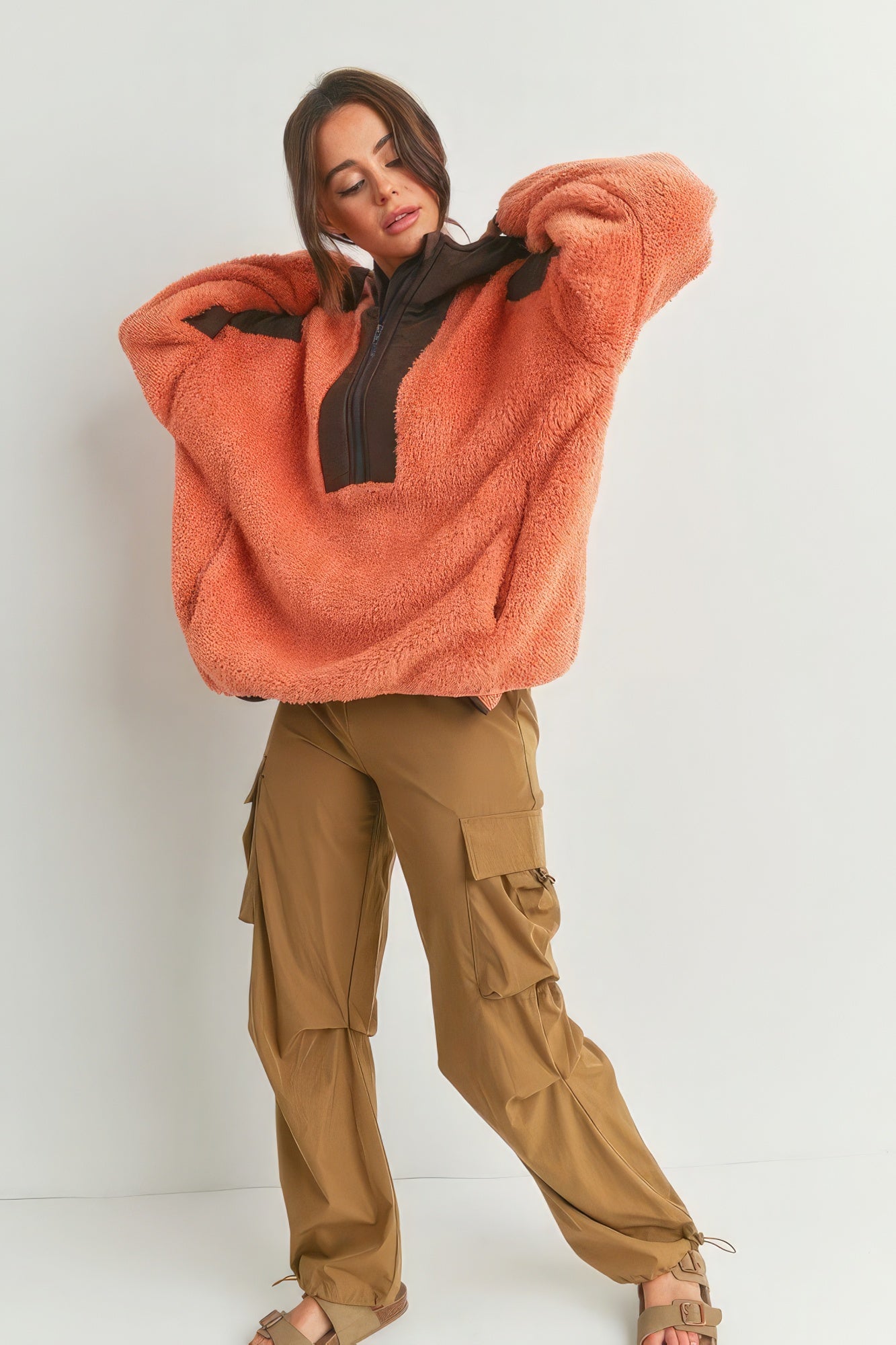 Two-toned Cozy Hooded Sweater product image