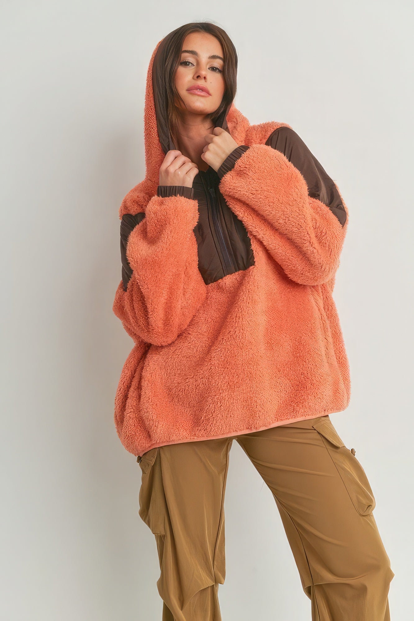 Two-toned Cozy Hooded Sweater product image