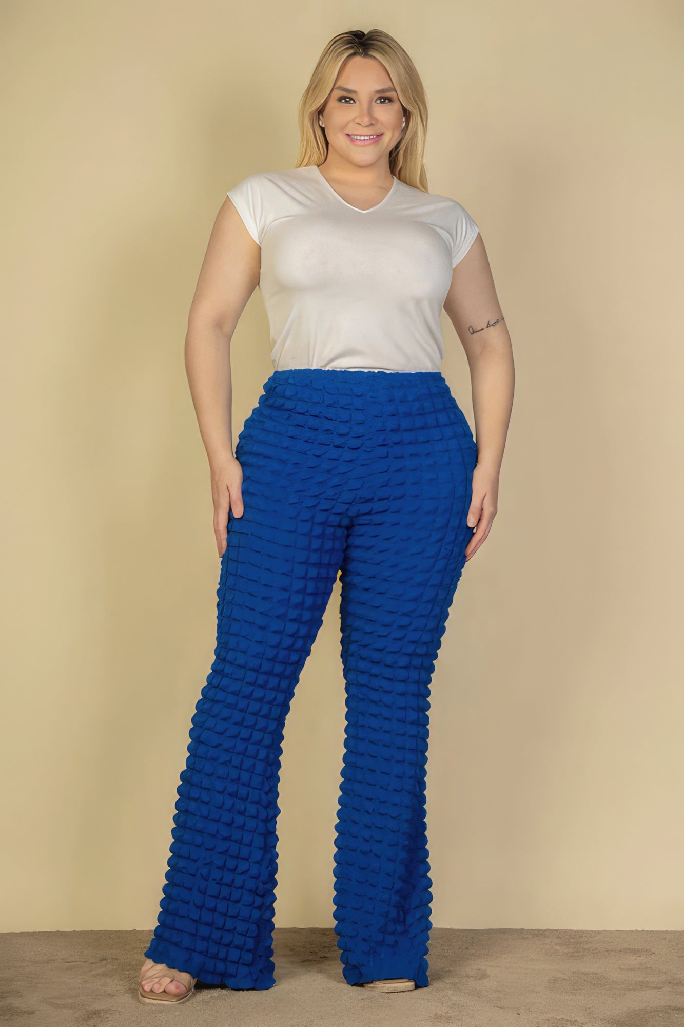 Plus Size Bubble Fabric Flare Pants product image