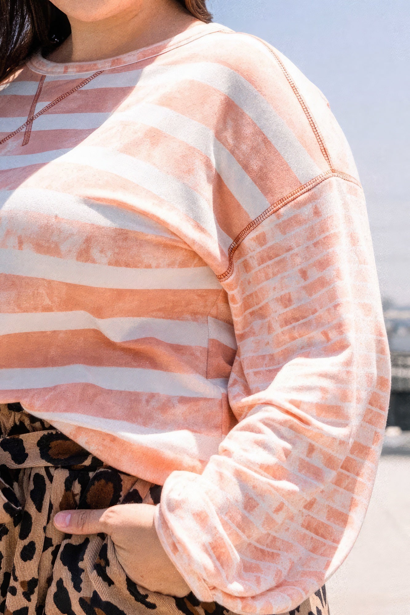 Stripe Printed French Terry Top product image