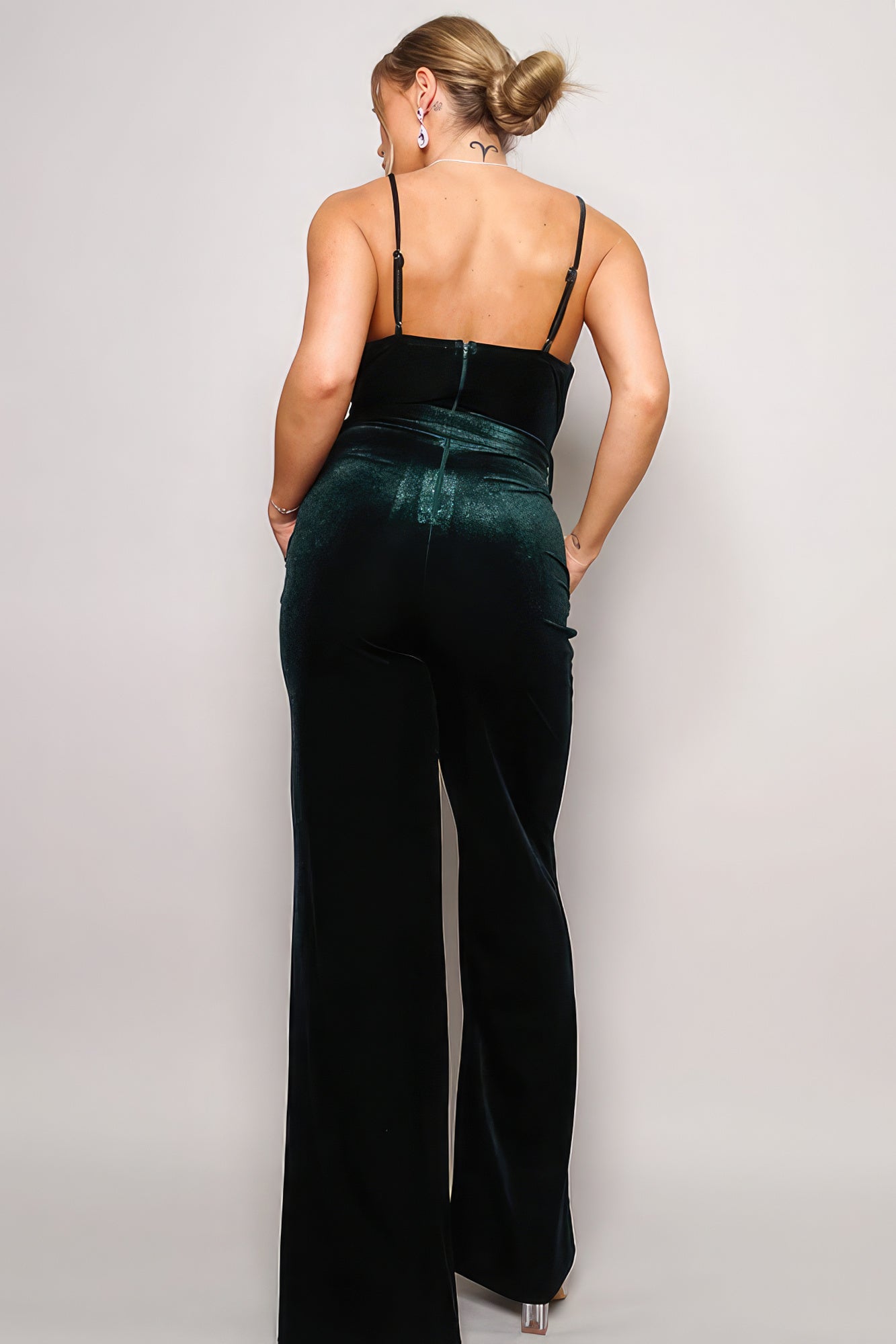 Samba Rhinestone Belt Velvet Jumpsuit product image