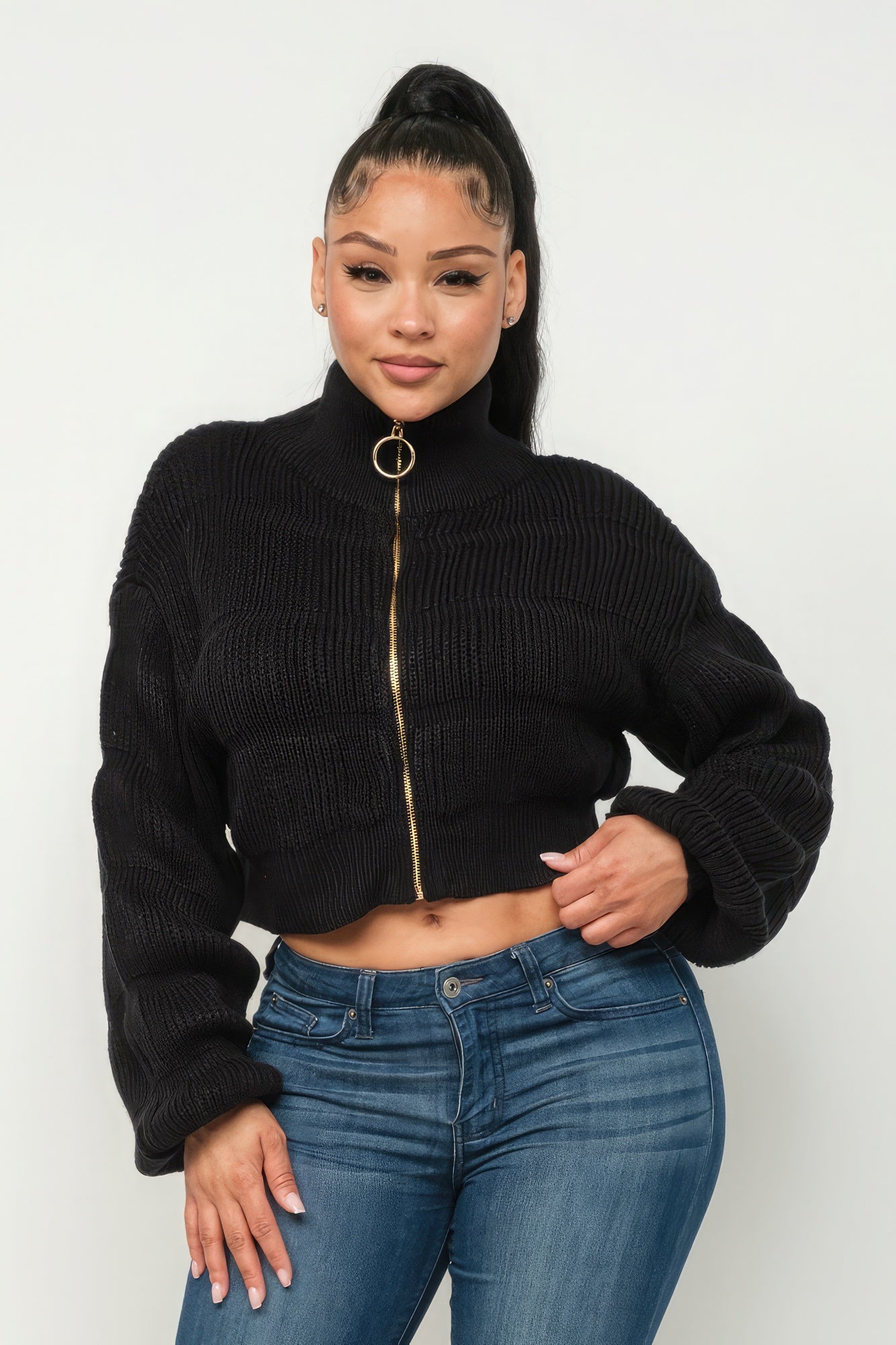 Michelin Sweater Top W/ Front Zipper product image