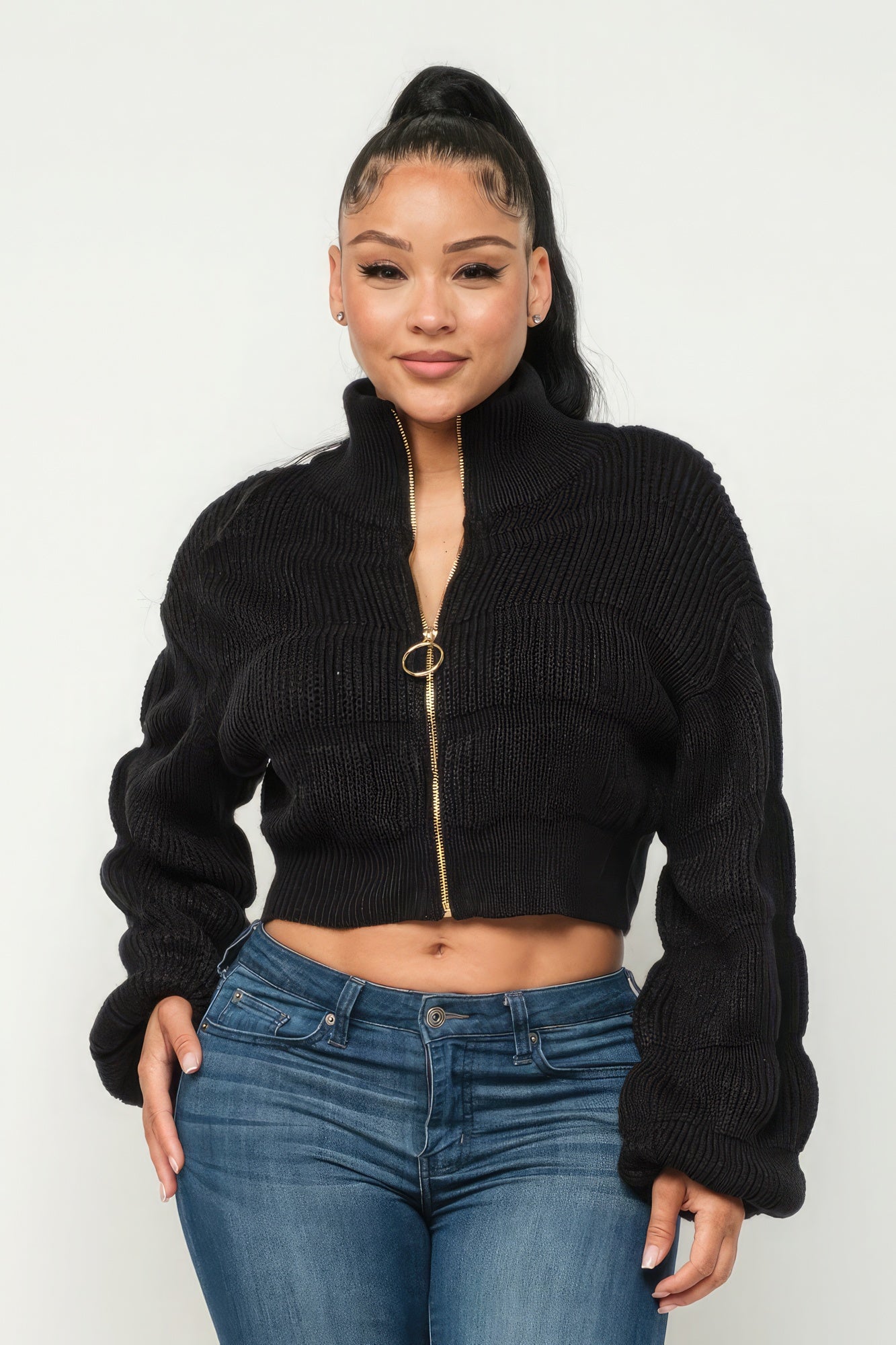 Michelin Sweater Top W/ Front Zipper product image