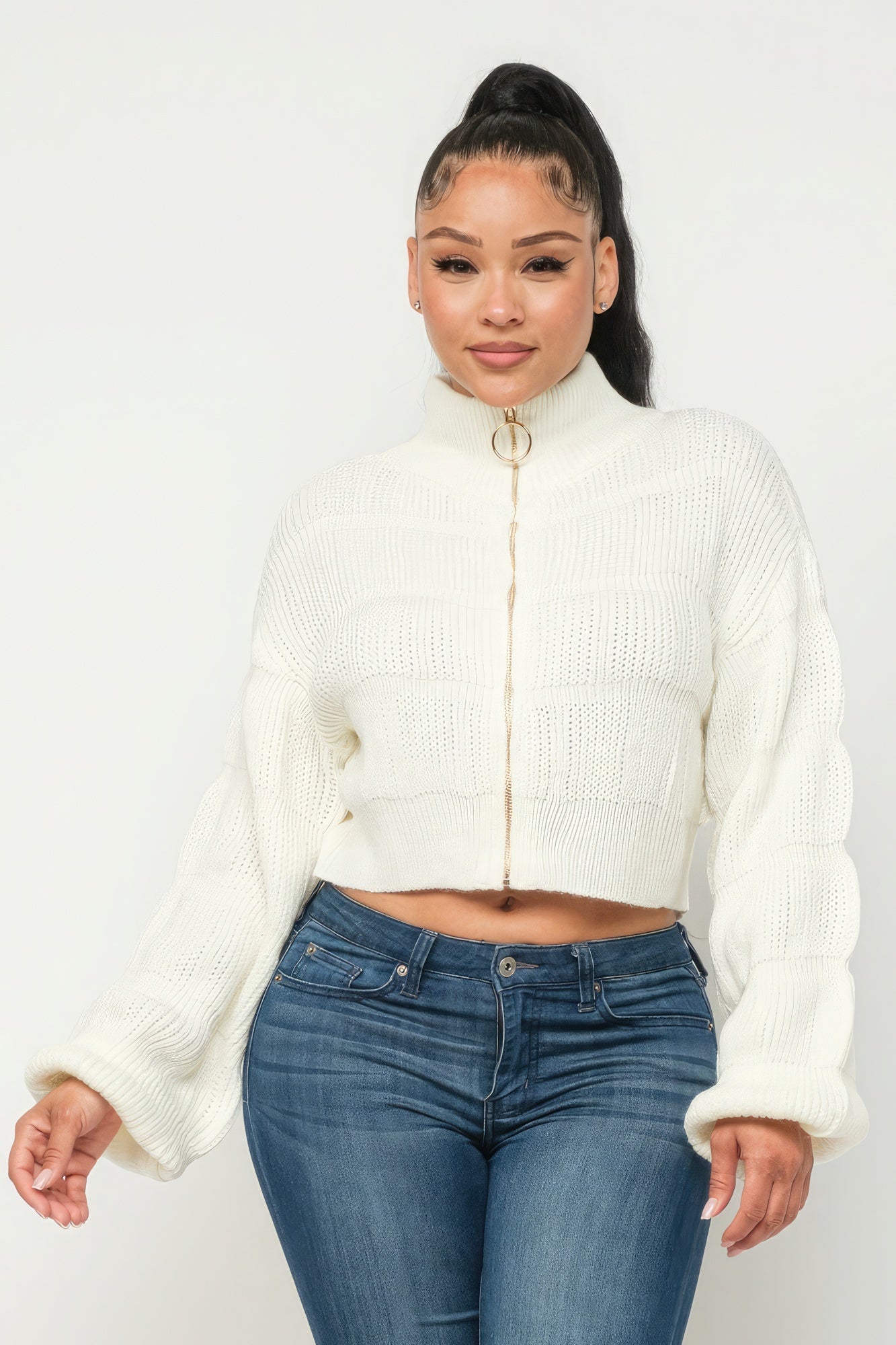 Sweater Top W/ Front Zipper product image