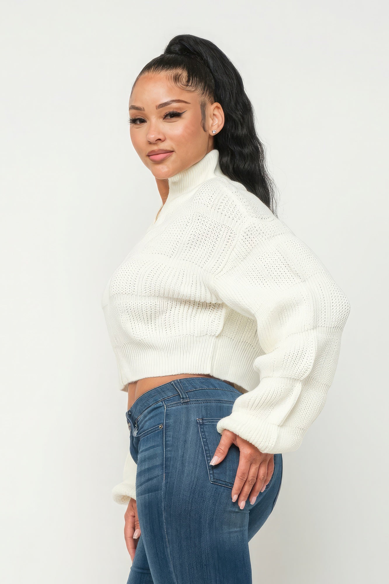 Sweater Top W/ Front Zipper product image