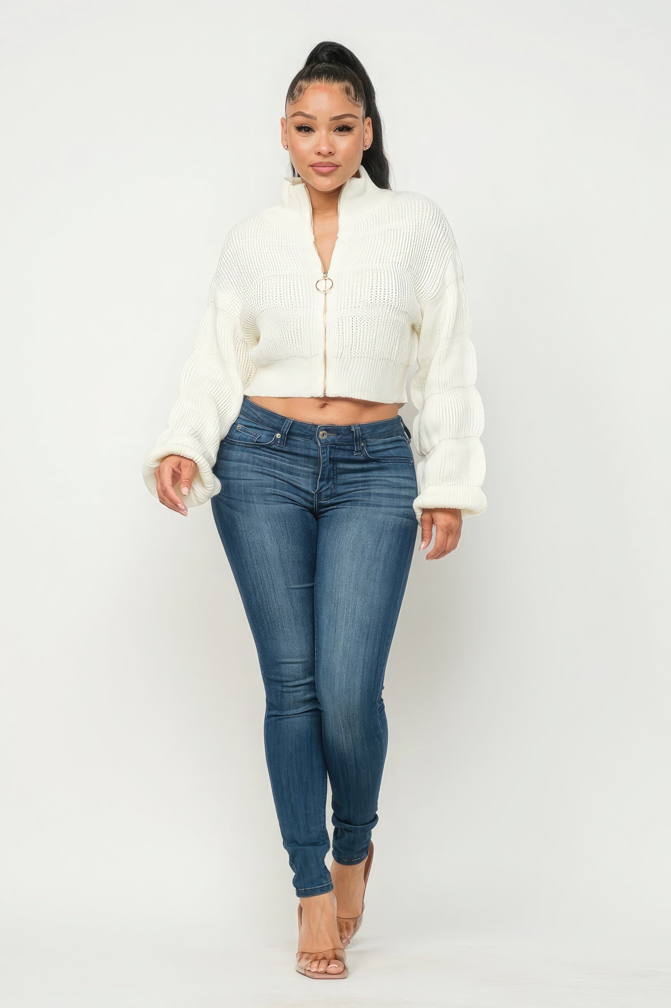 Sweater Top W/ Front Zipper product image