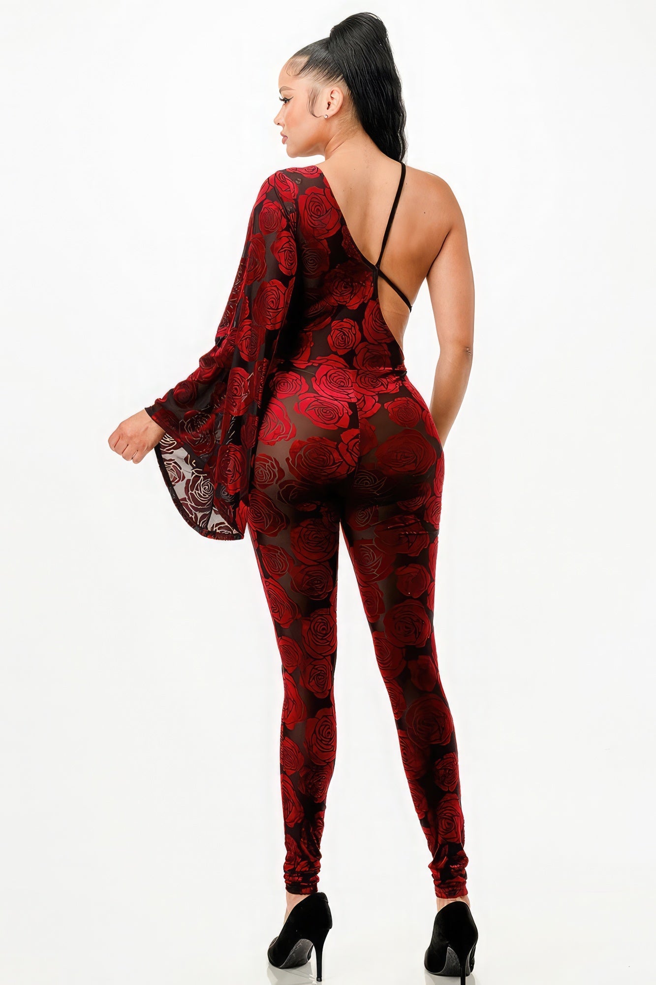 Velvet Flocking Jumpsuit/bell Sleeve product image