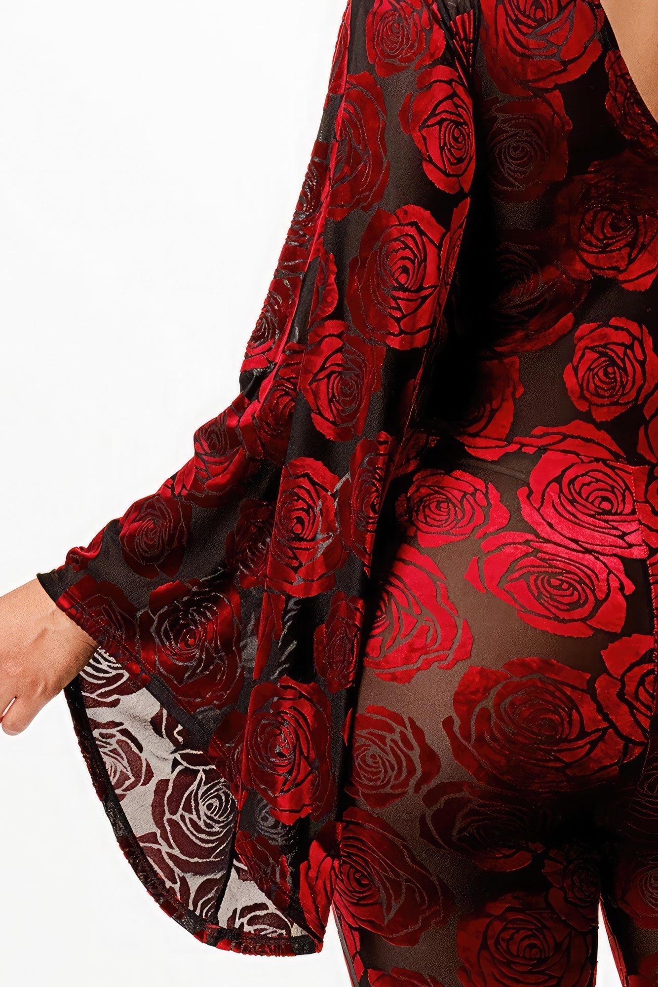 Velvet Flocking Jumpsuit/bell Sleeve product image