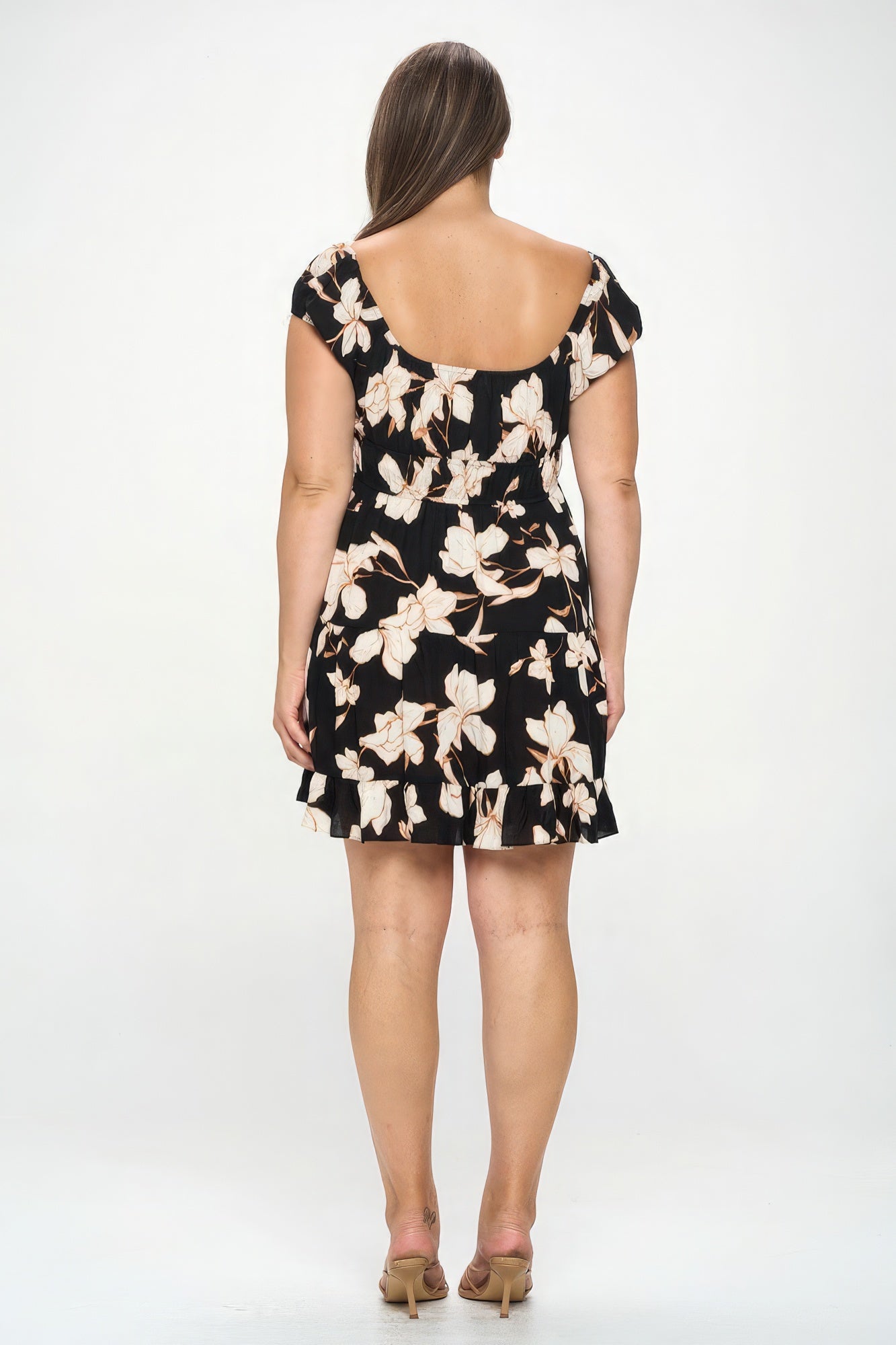 Plus Big Floral Front Tie Ruffle Mini Dress product image