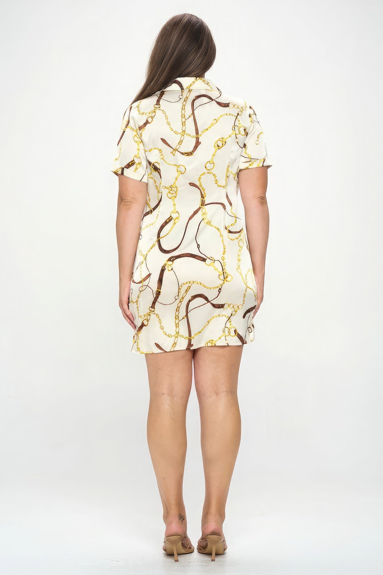 Plus Chain Belt Print Short Sleeve Wrap Tie Dress product image