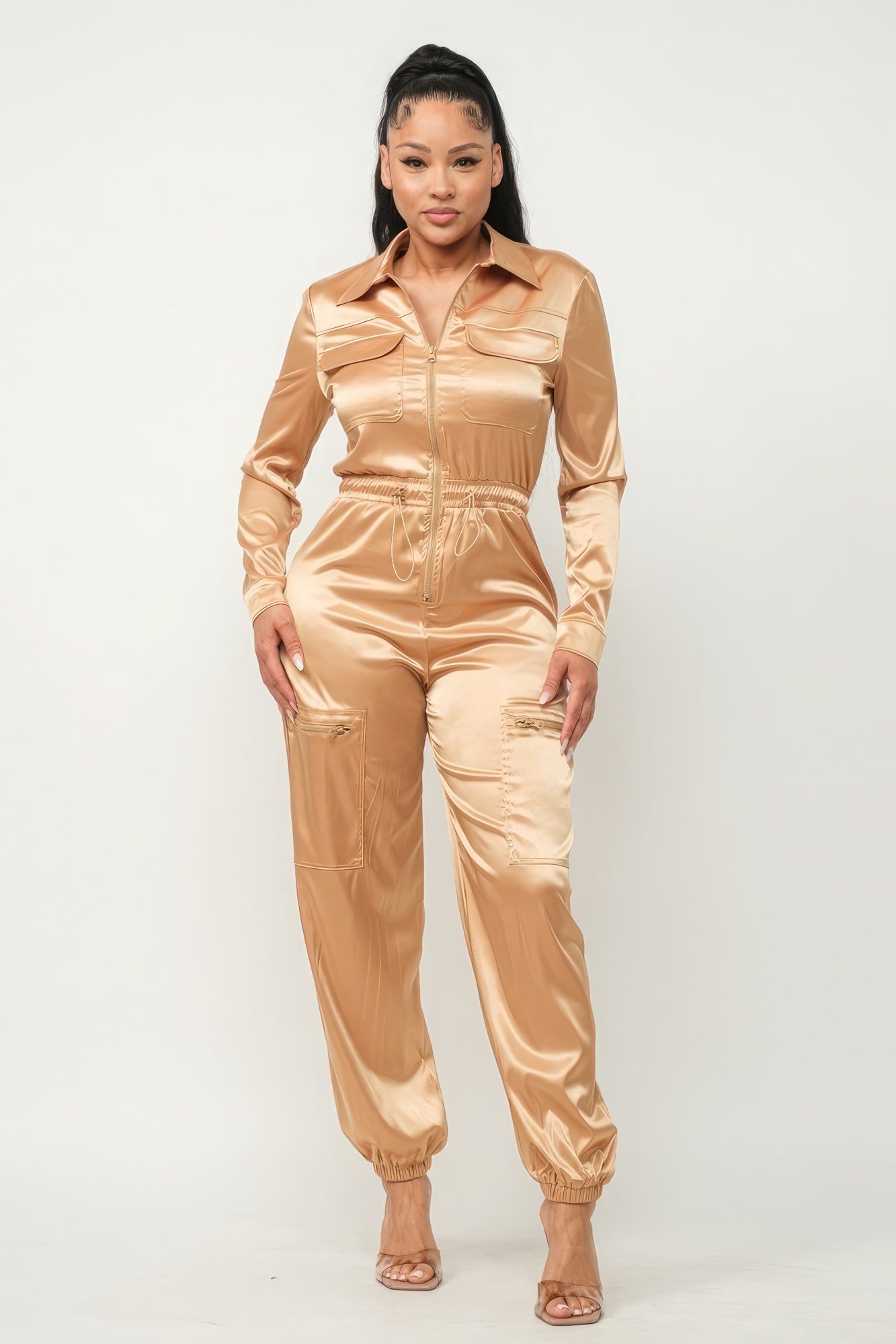 Front Zipper Pockets Top And Pants Jumpsuit product image