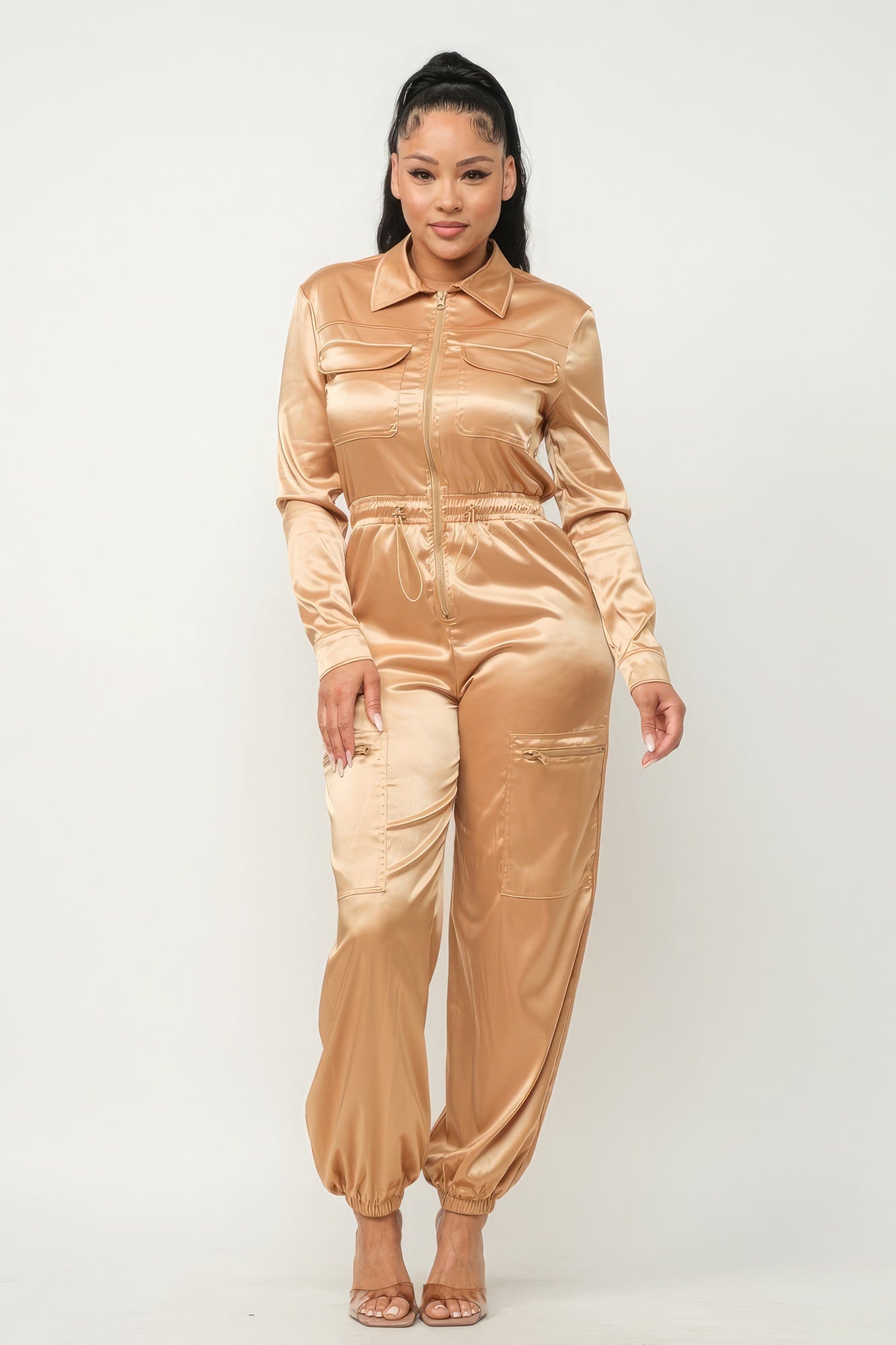 Front Zipper Pockets Top And Pants Jumpsuit product image