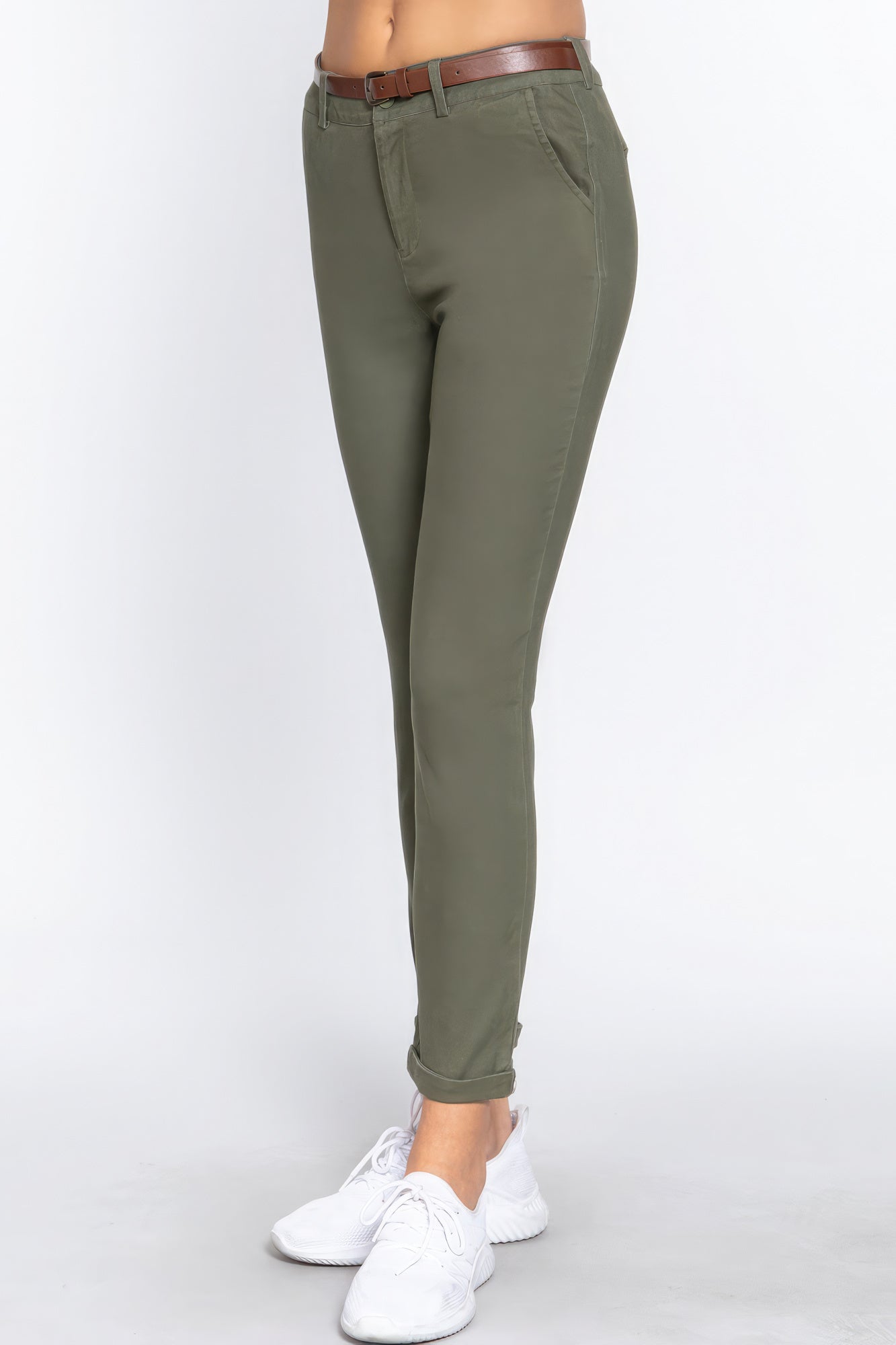 Cotton-span Twill Belted Long Pants product image