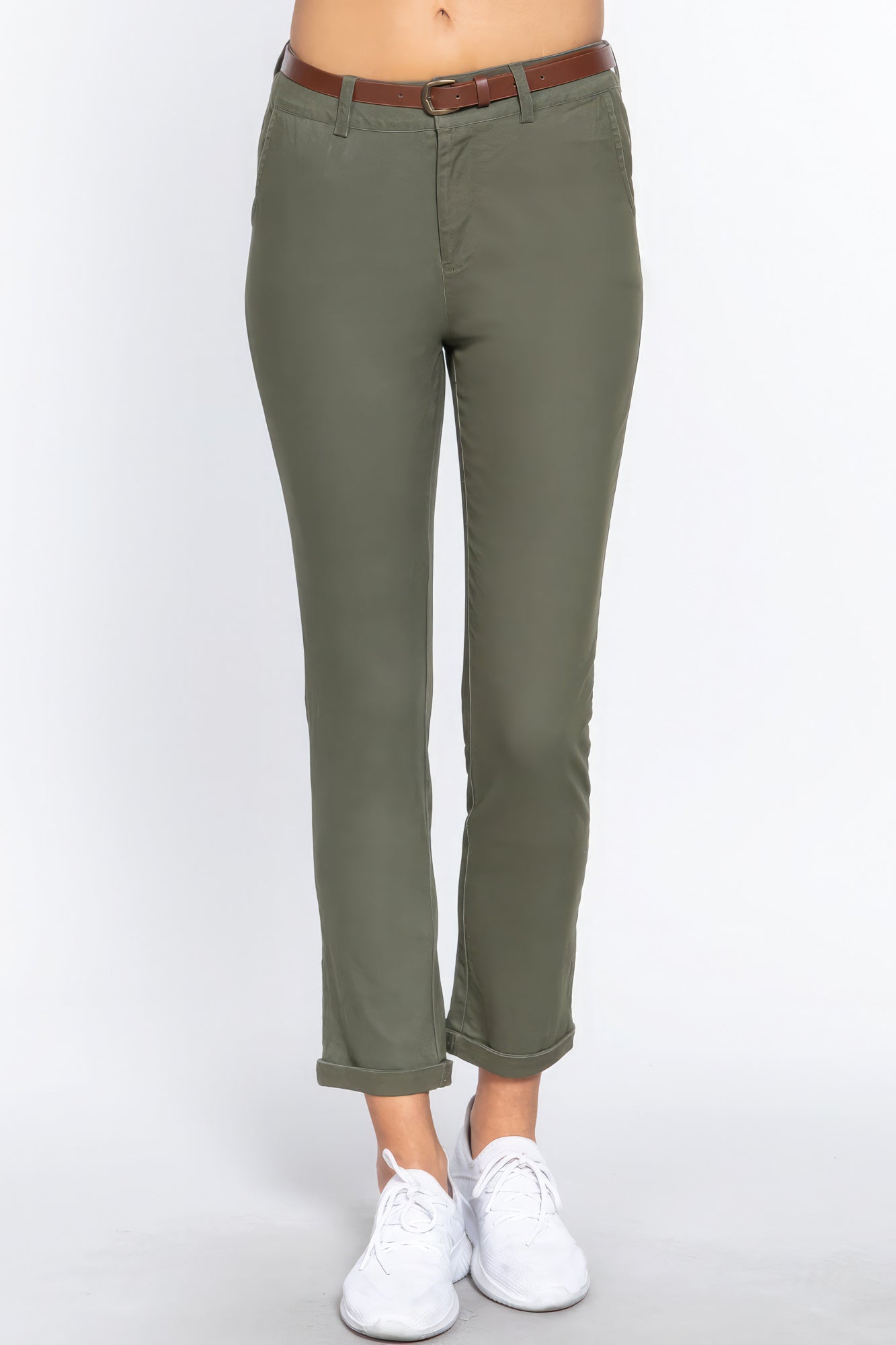 Cotton-span Twill Belted Long Pants product image