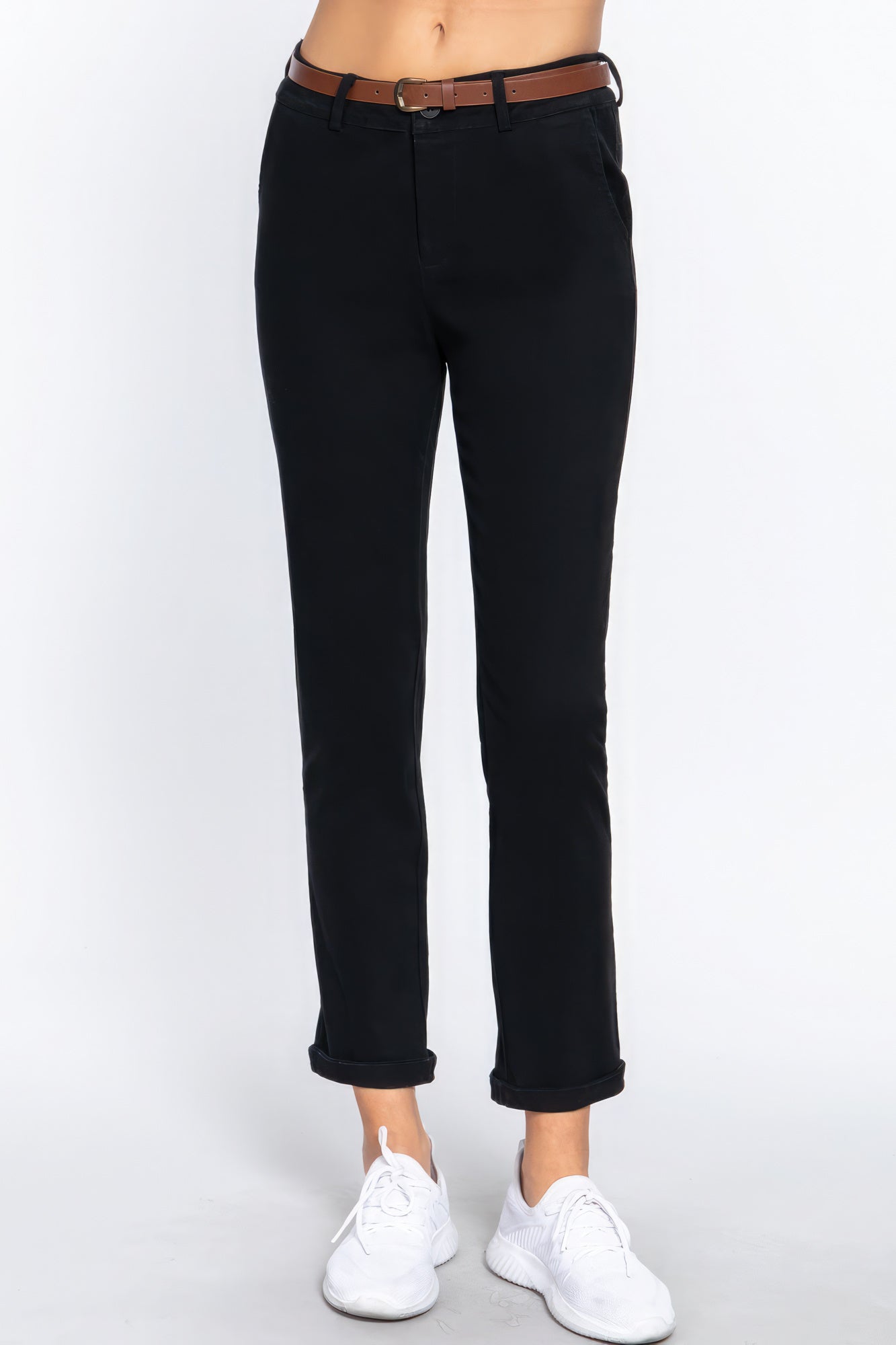 Cotton-span Twill Belted Long Pants product image