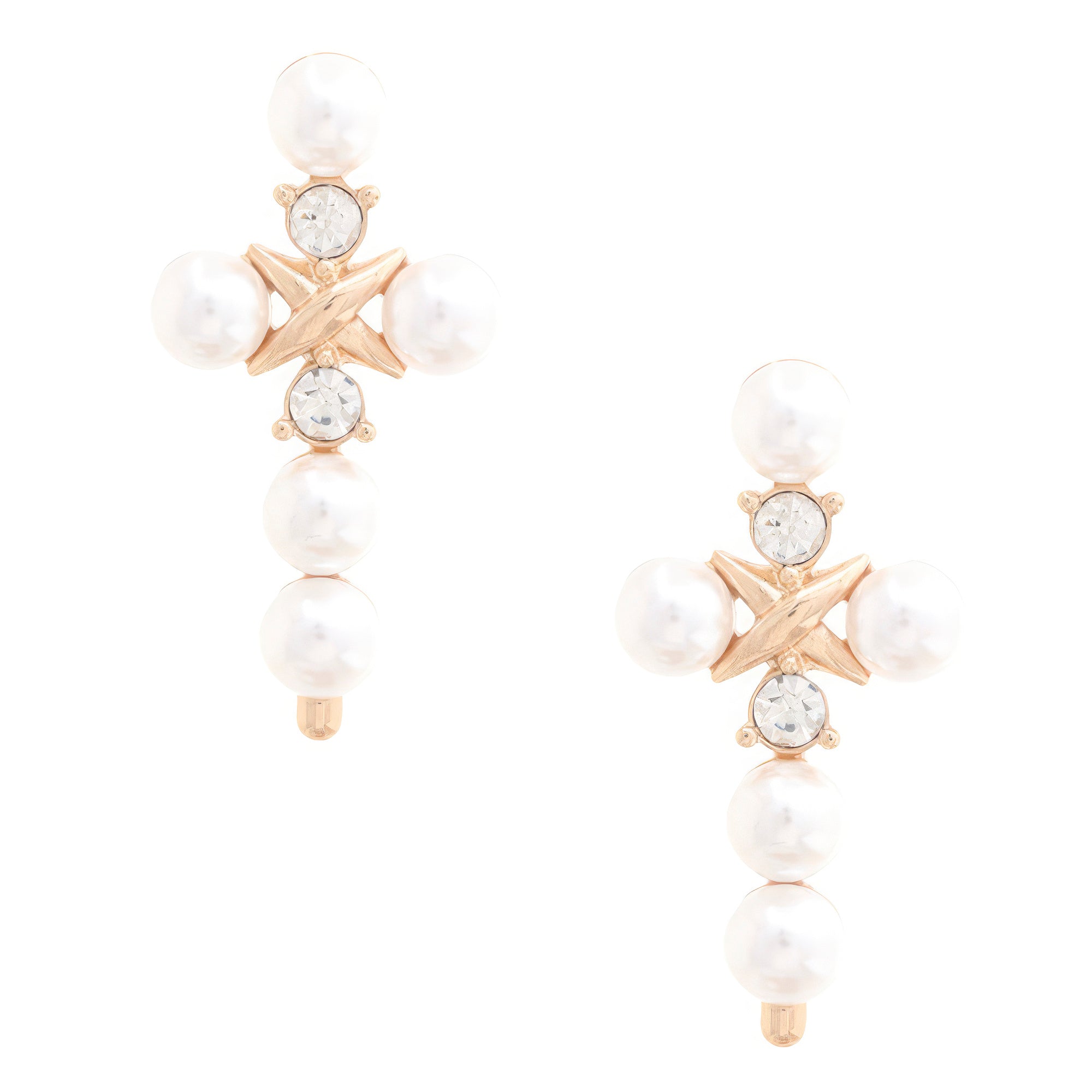 Pearl Bead Cross Dangle Earring product image