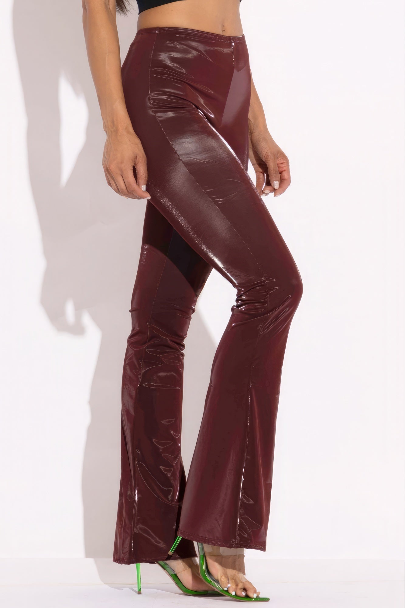 Velvet Pu Flared Pants product image