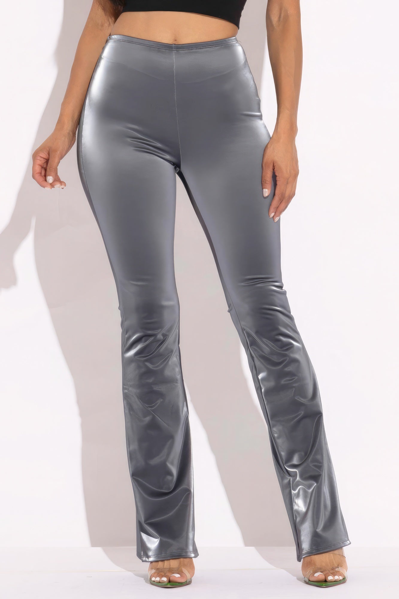 Velvet Pu Flared Pants product image