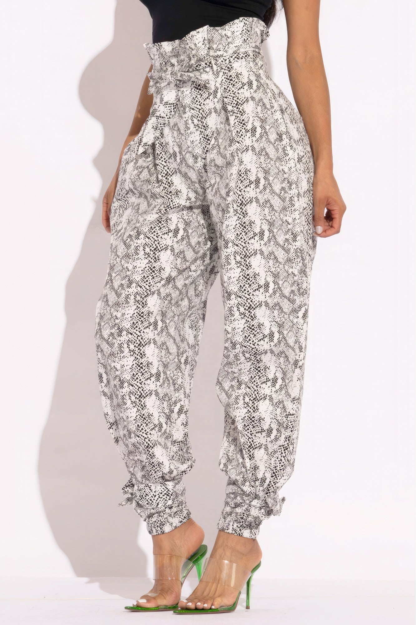 Snake Skin Printed Paper Bag Style Cargo Pants product image
