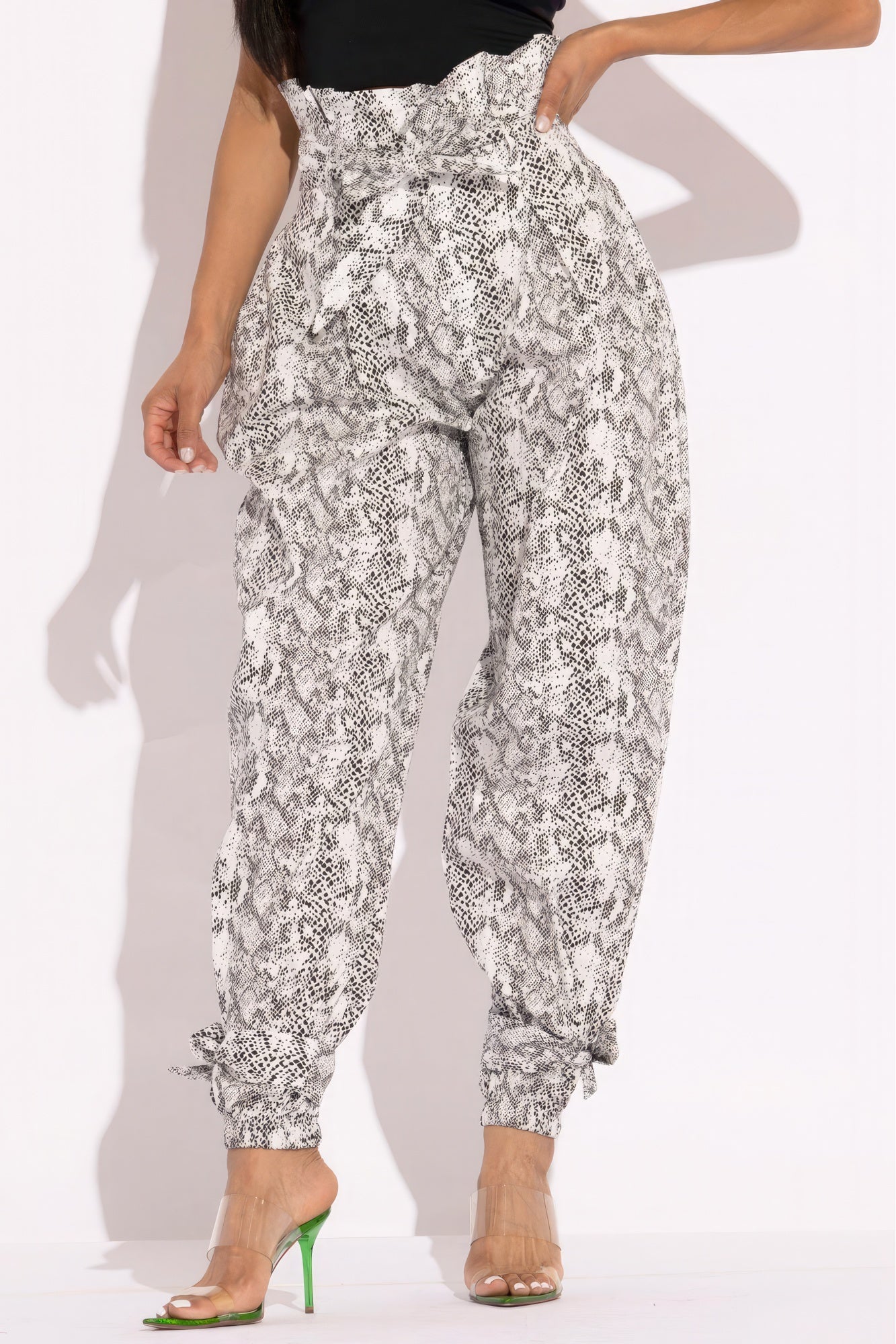 Snake Skin Printed Paper Bag Style Cargo Pants product image