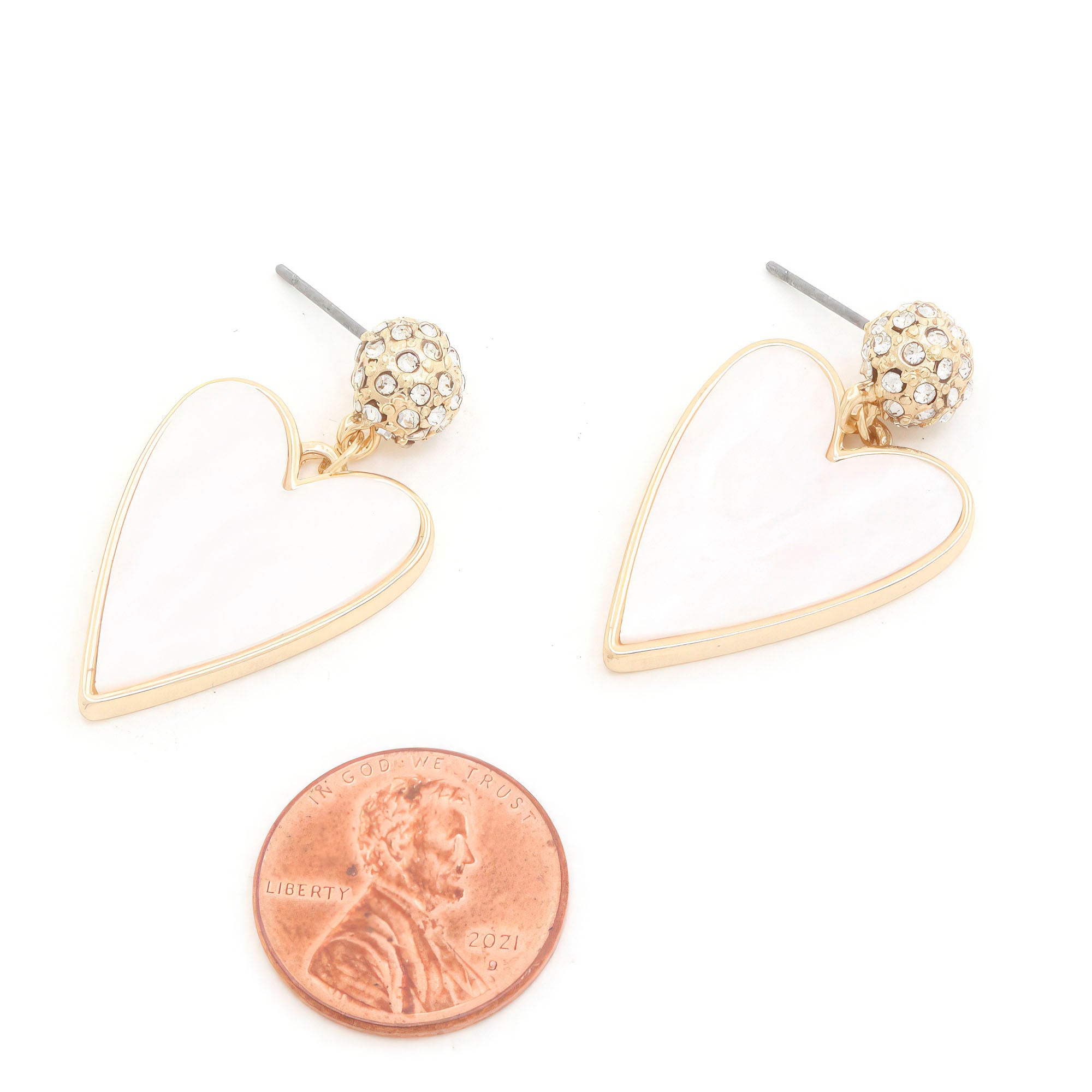 Heart Rhinestone Bead Dangle Earring product image