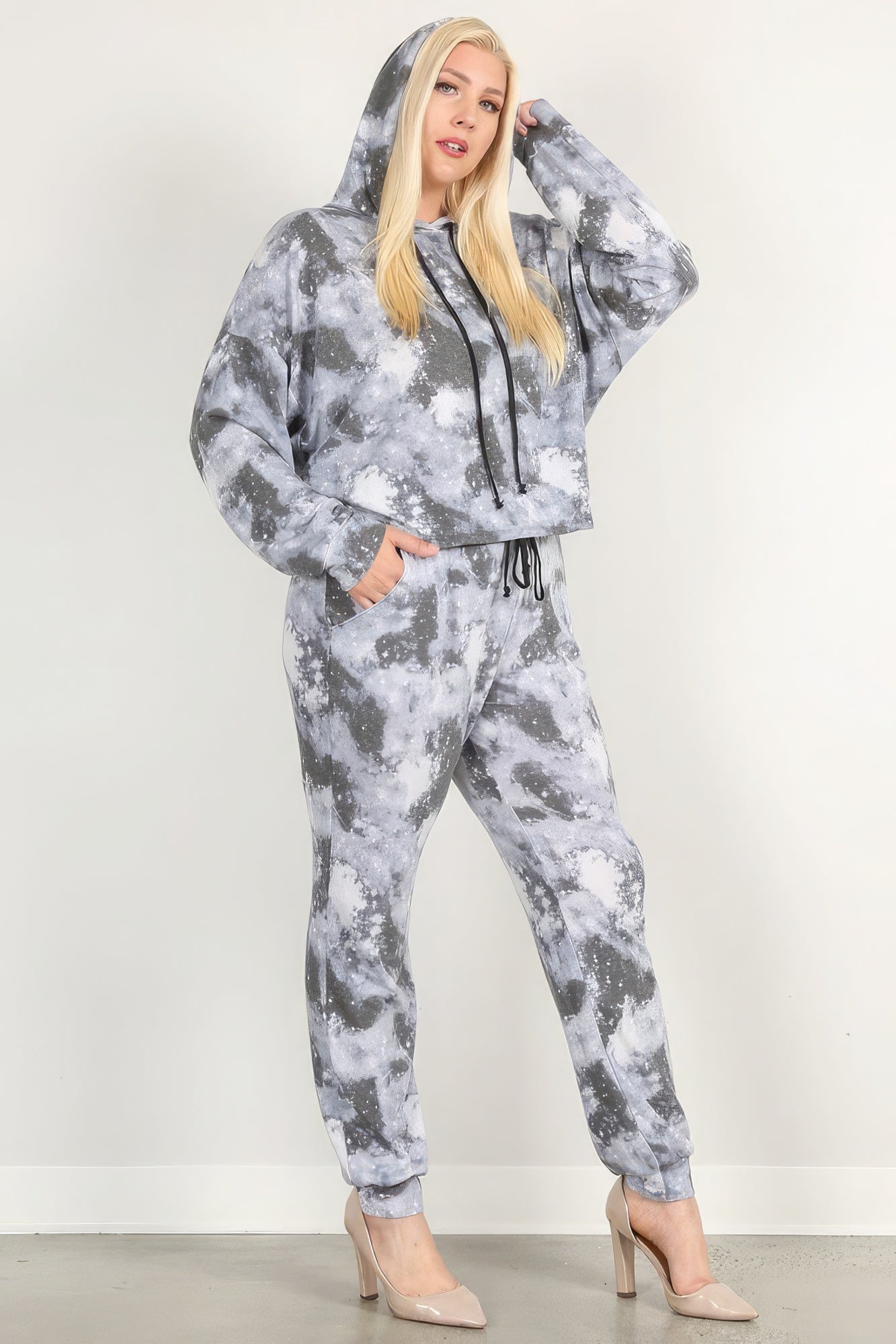 Tie Dye Print Pullover Hoodie And Sweatpants product image