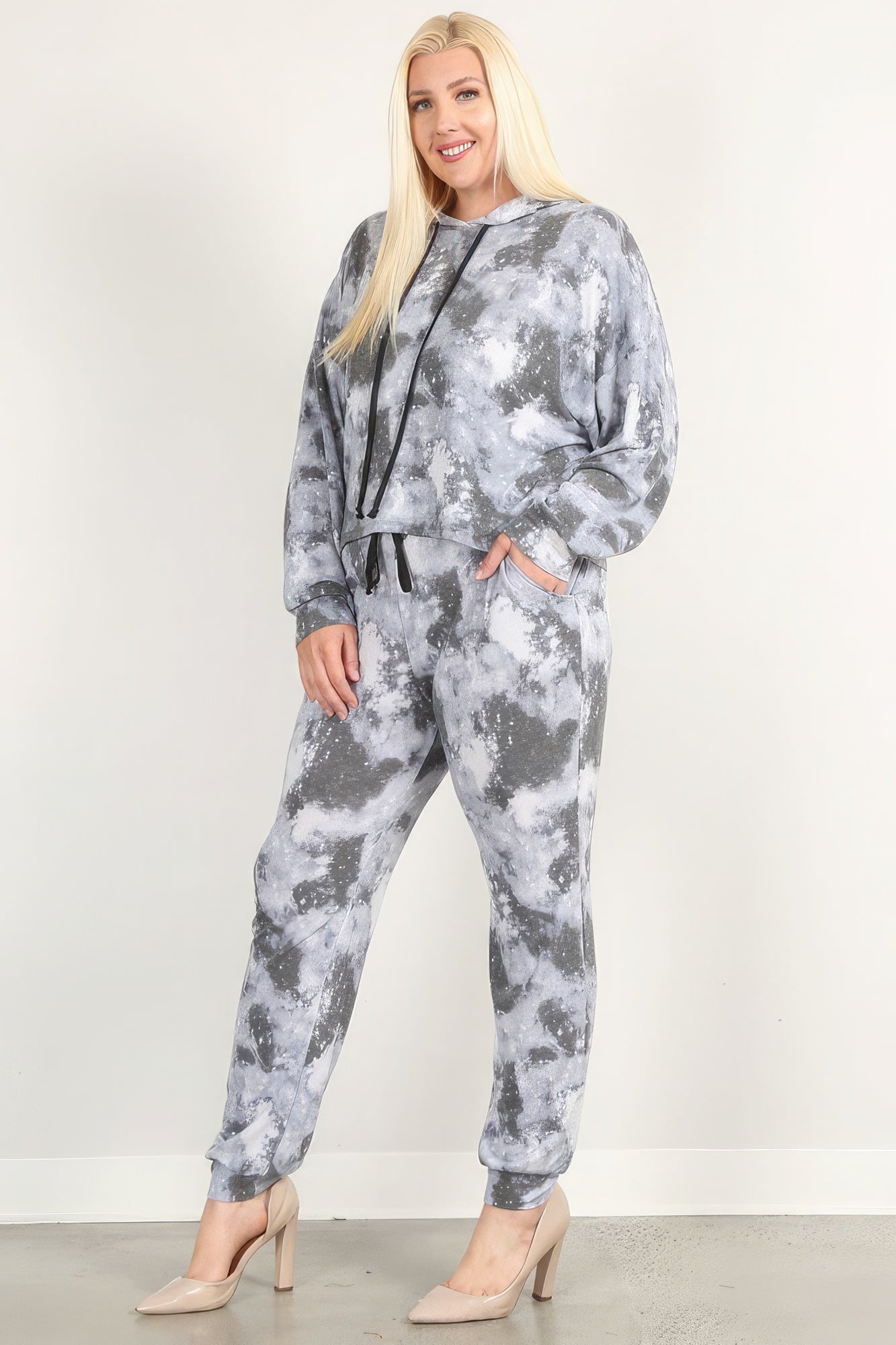 Tie Dye Print Pullover Hoodie And Sweatpants product image