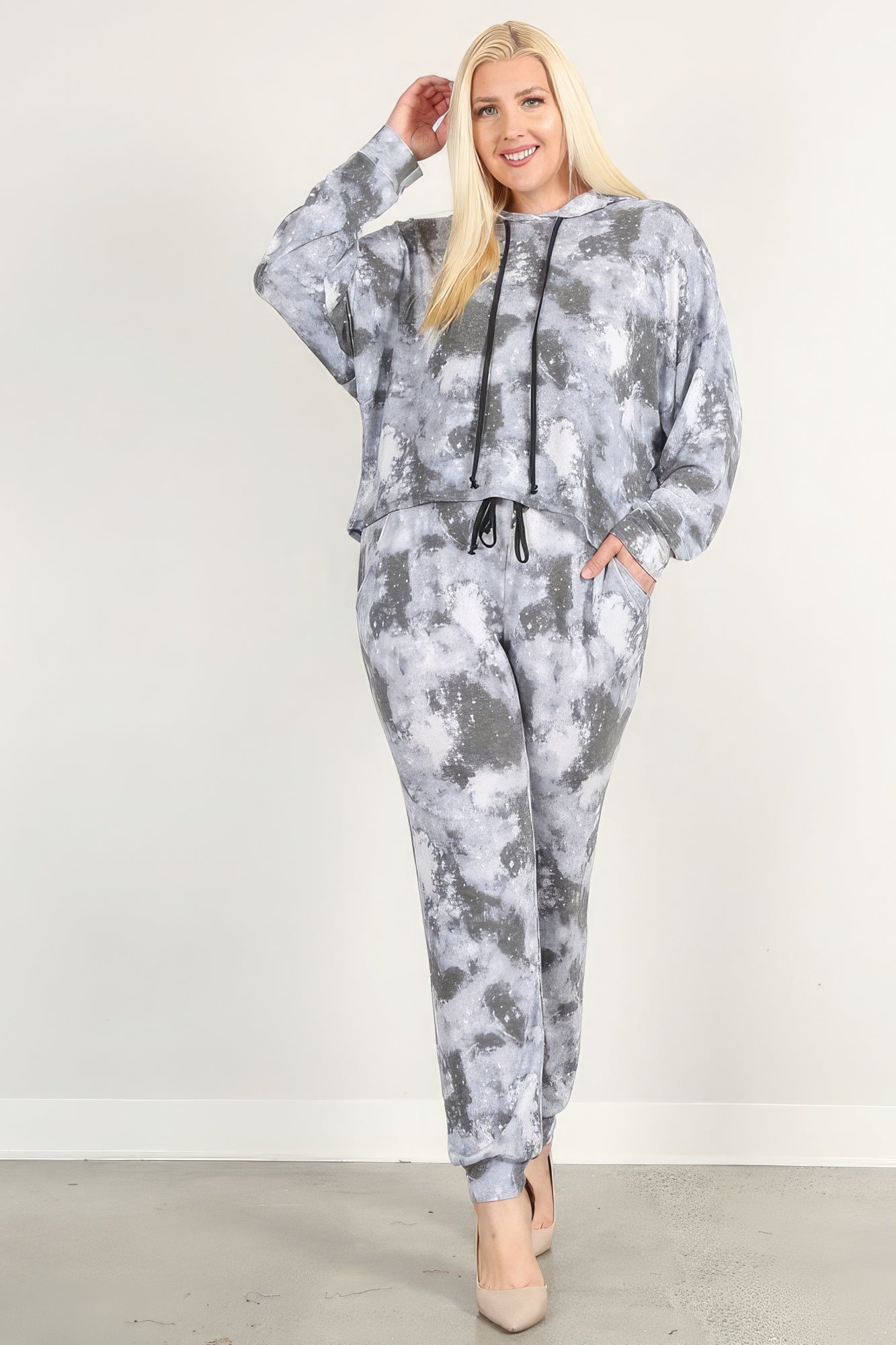 Tie Dye Print Pullover Hoodie And Sweatpants product image