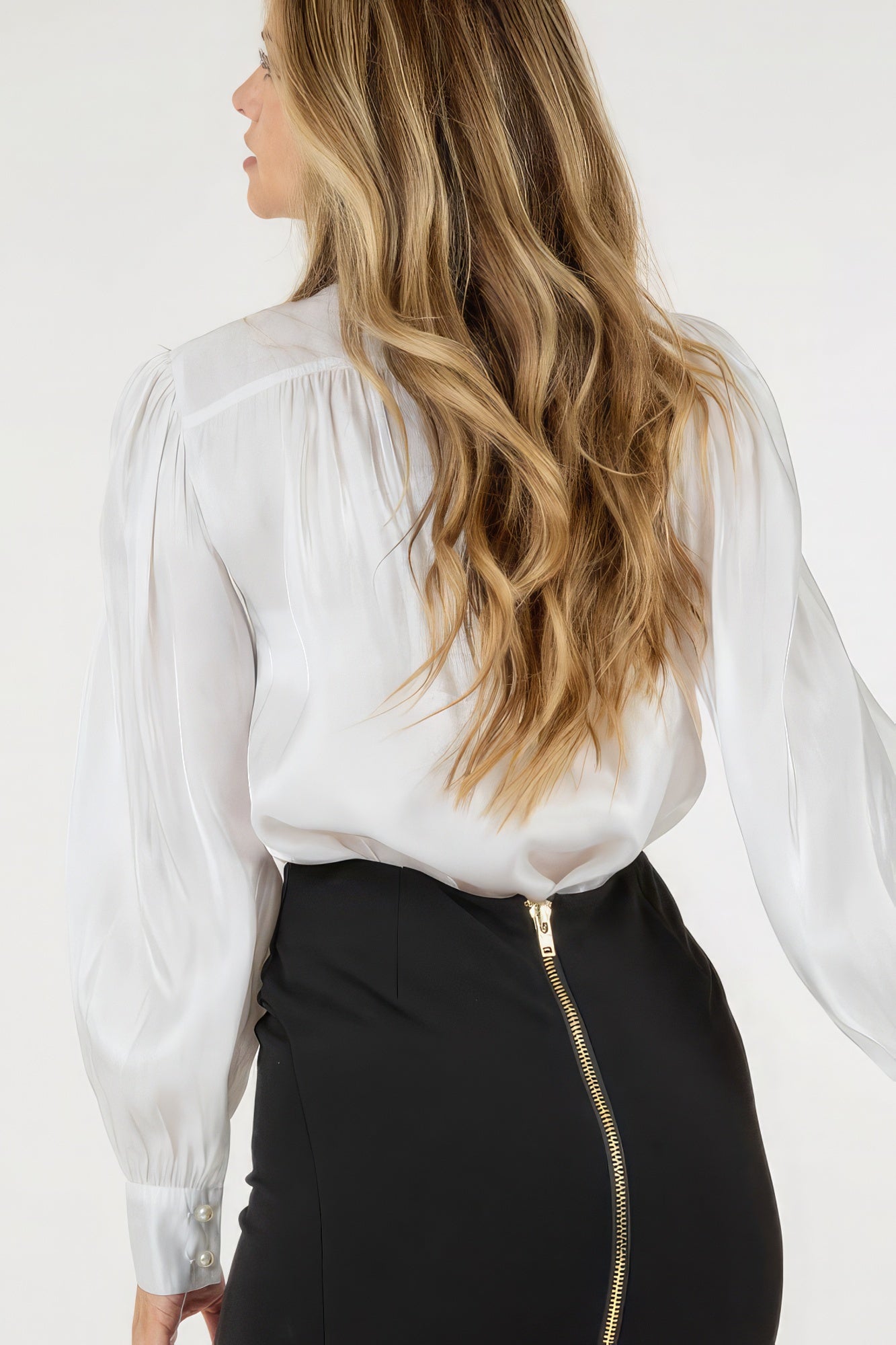 Insert Lace Trim Long Sleeve Blouse product image