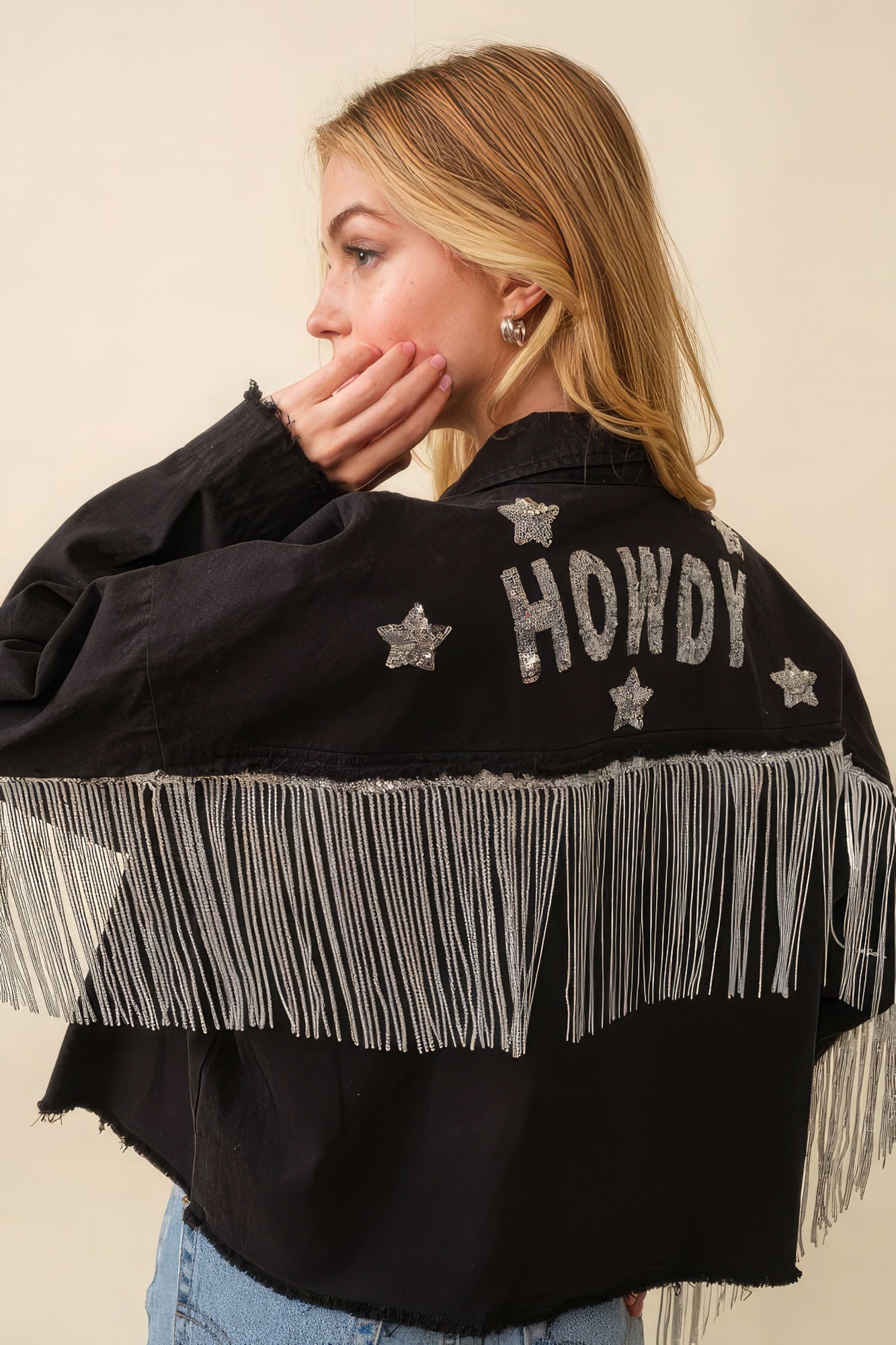 Howdy Sequin Fringe And Star Patches Jacket product image