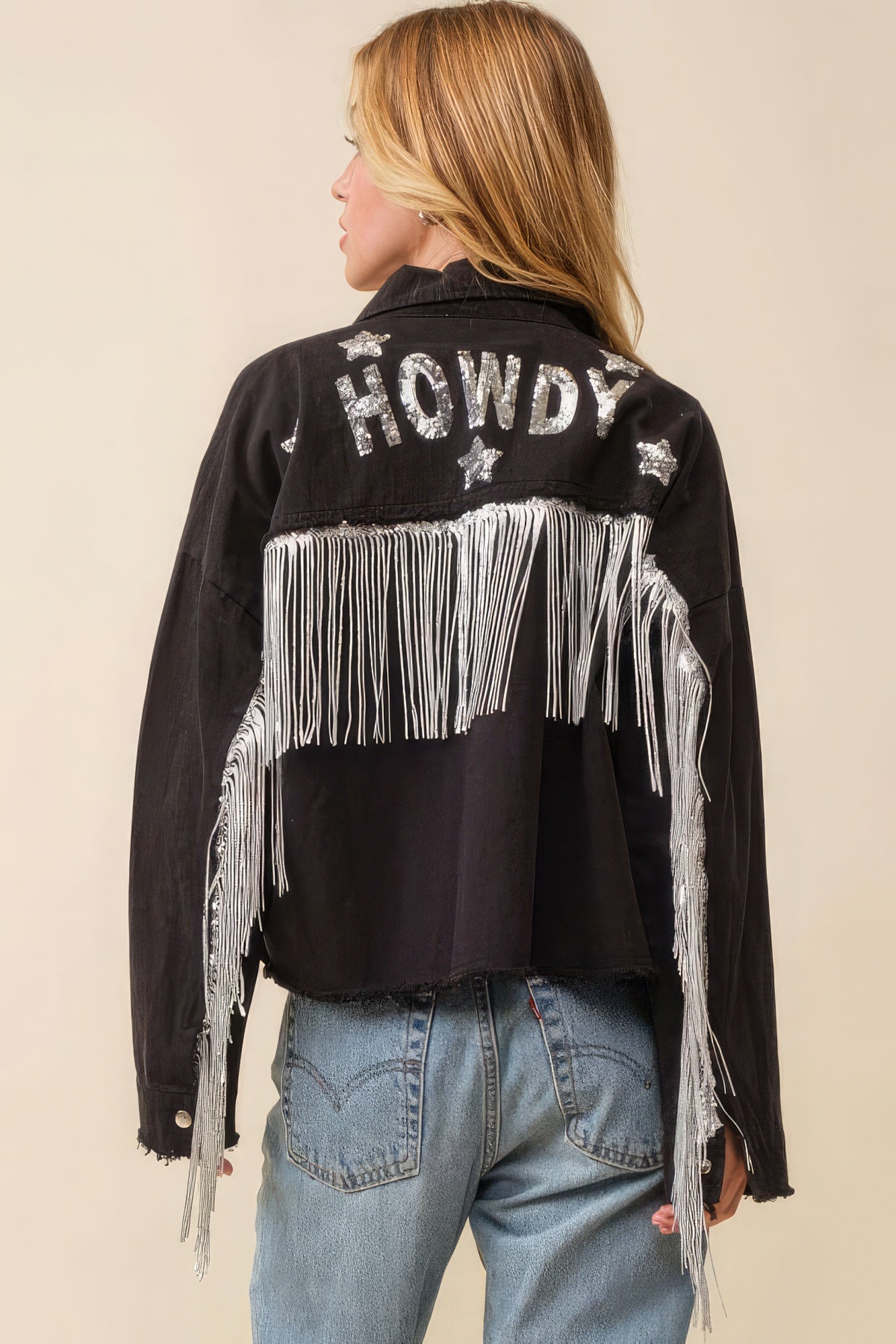 Howdy Sequin Fringe And Star Patches Jacket product image