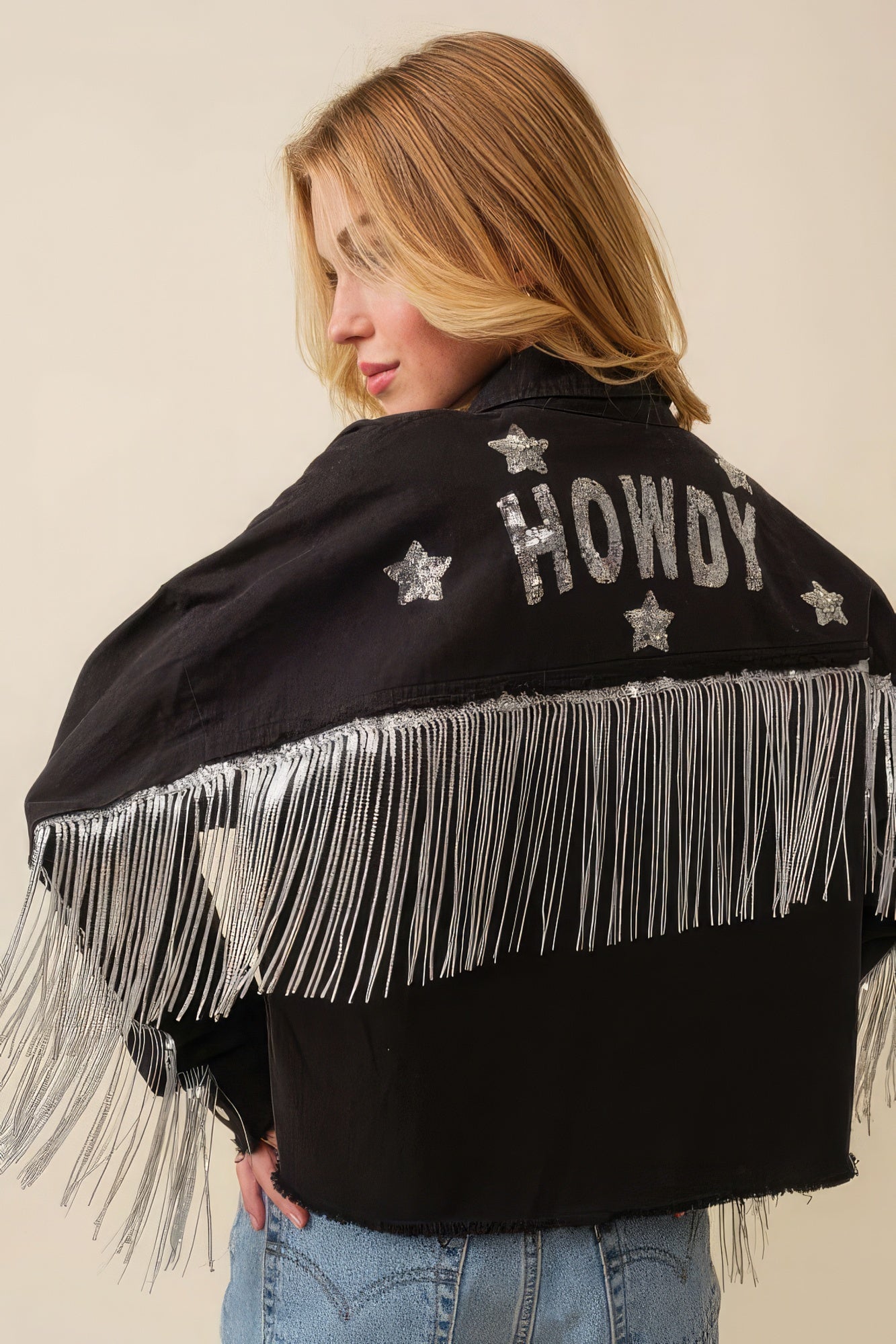 Howdy Sequin Fringe And Star Patches Jacket product image