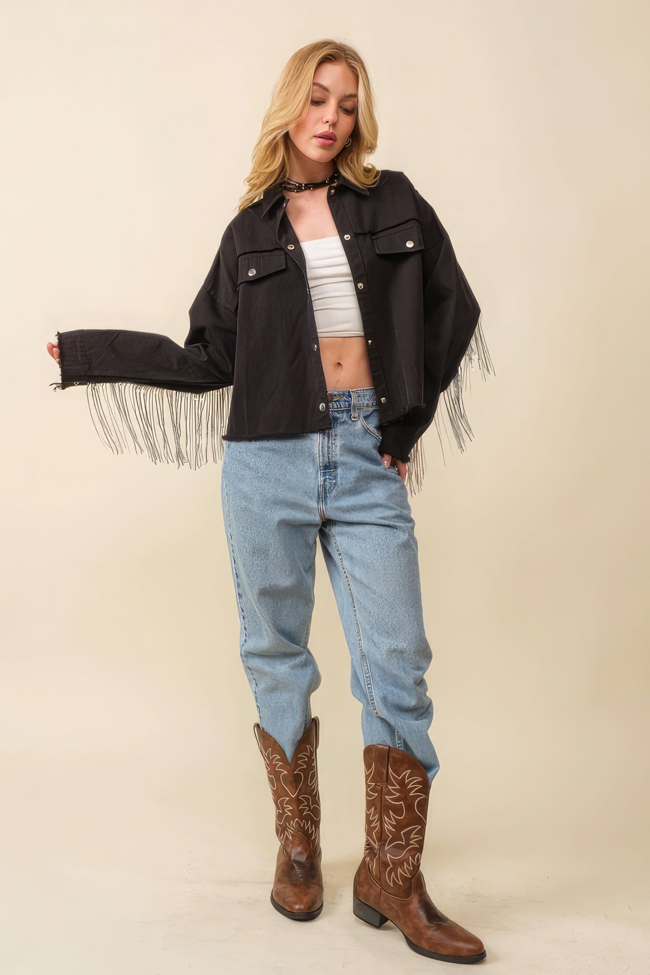 Howdy Sequin Fringe And Star Patches Jacket product image