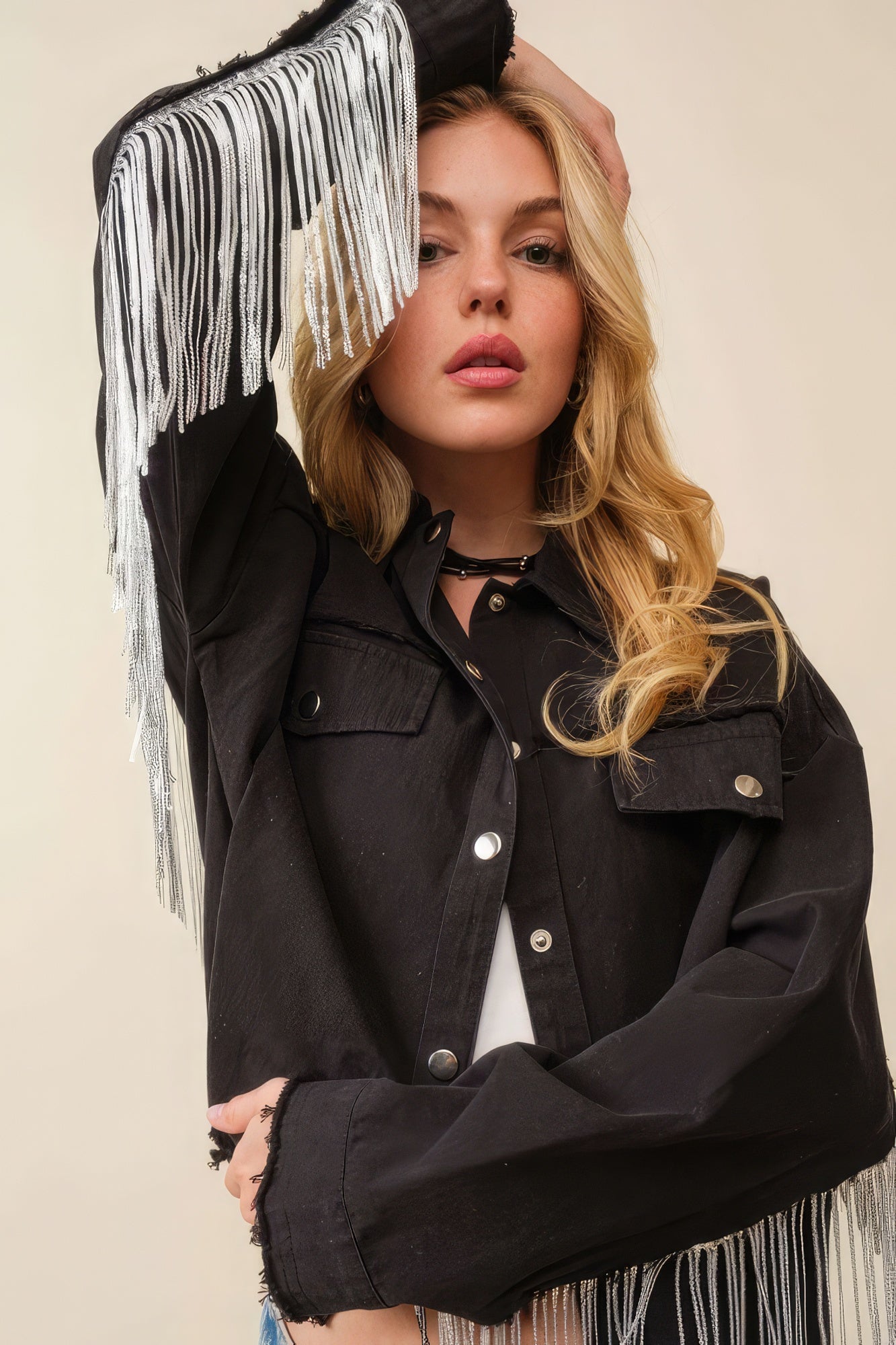 Howdy Sequin Fringe And Star Patches Jacket product image